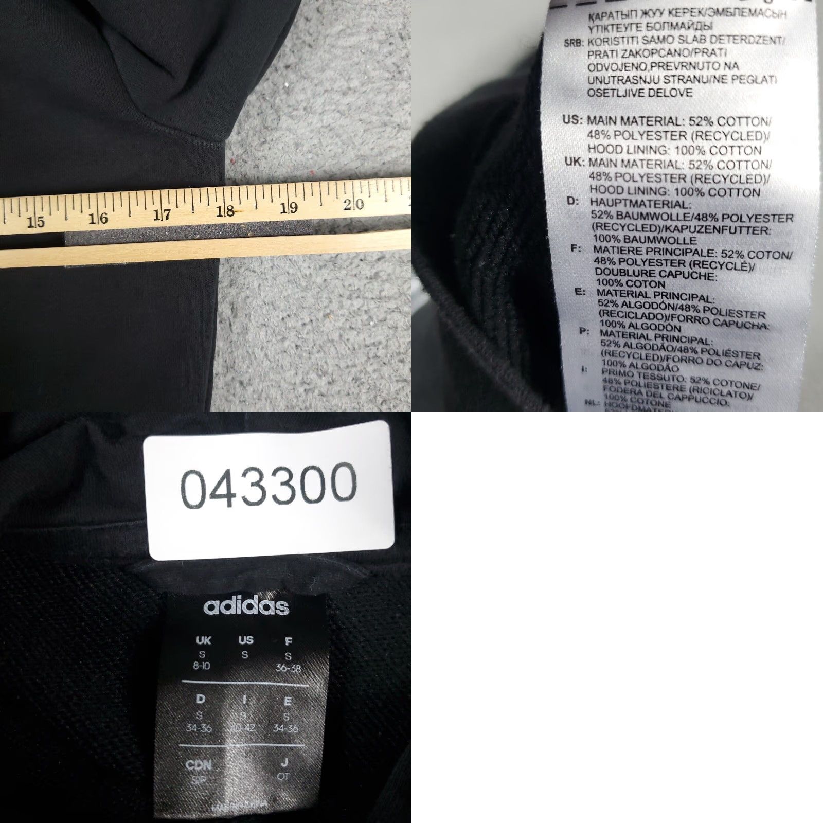 Adidas Adidas Womens Small Black Full Zip Up Hoodie Sweatshirt Ladies Size S / US 4 / IT 40 - 8 Thumbnail