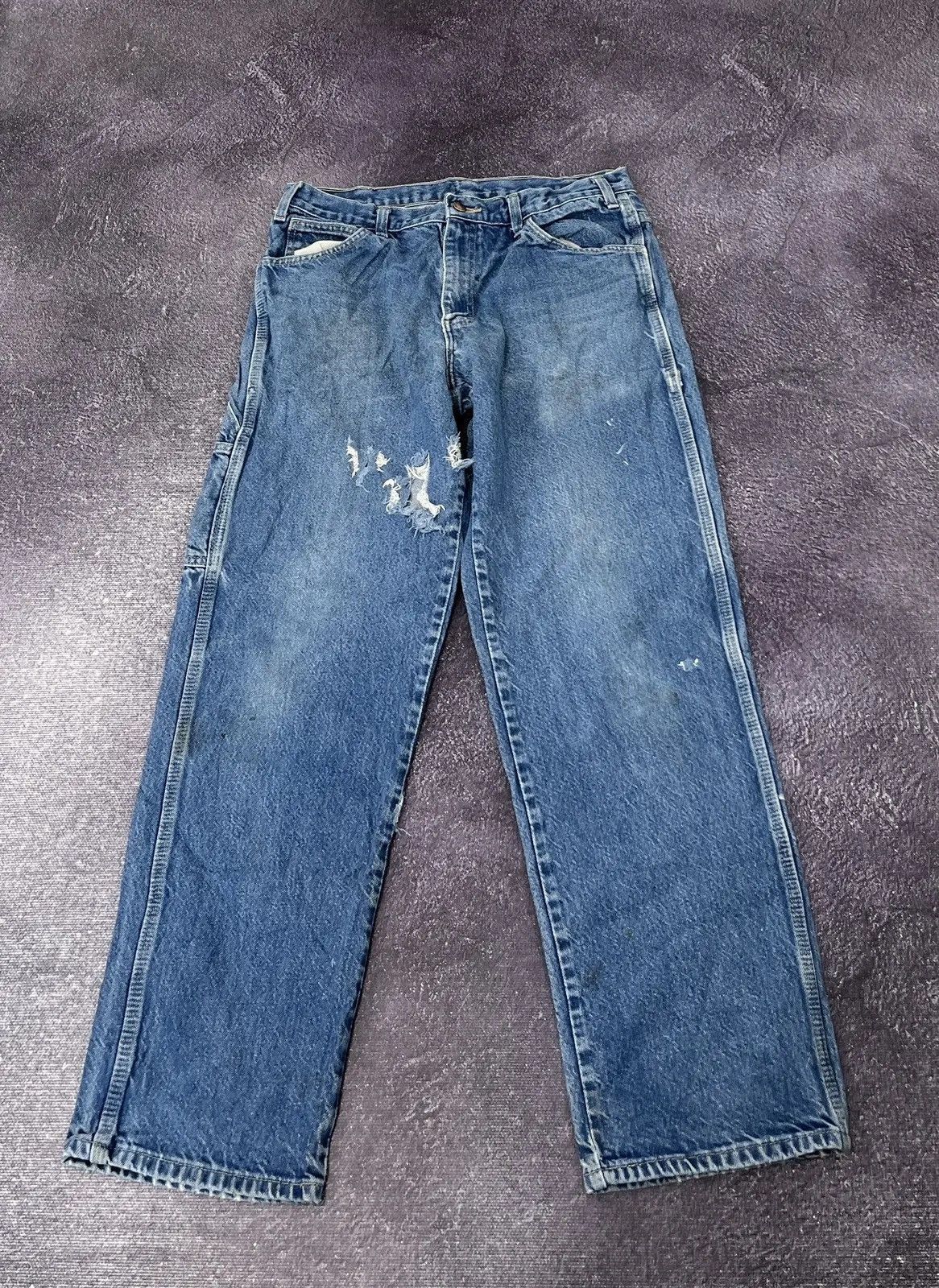 Dickies × Vintage Vintage Dickies USA Faded Blue Work Denim Hype Baggy Jeans Size US 33 - 2 Thumbnail