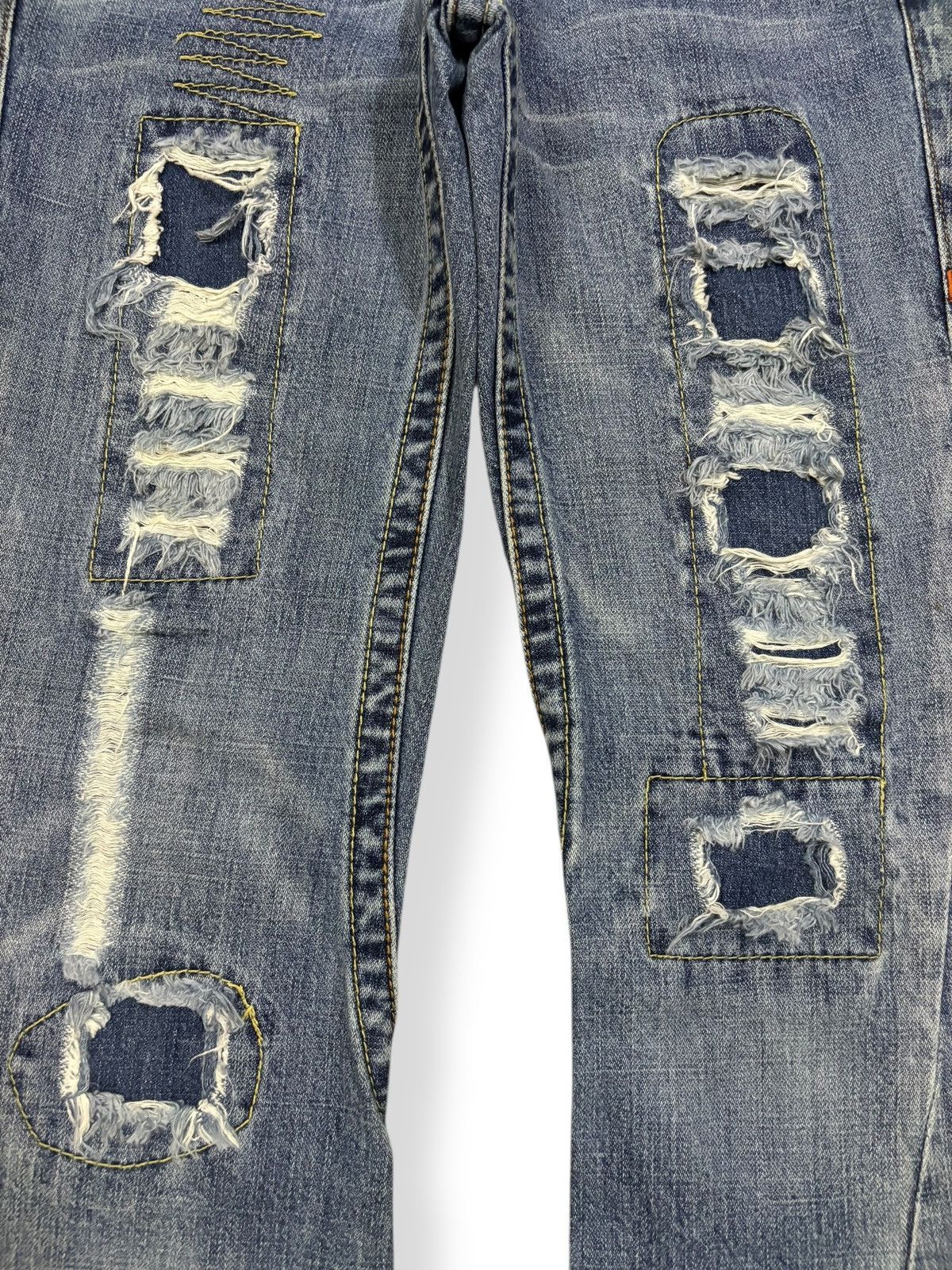 True Religion Vintage True Religion Joey Patchwork Distressed Flare Jeans Size US 28 / EU 44 - 5 Thumbnail