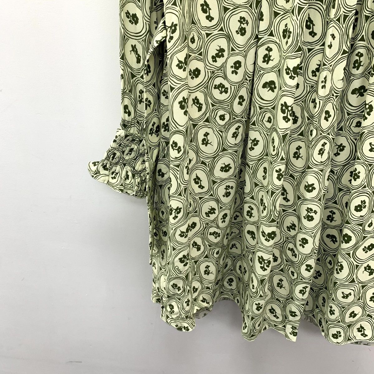 Chloe Chloe Green Geometric Floral Printed Long Sleeve Dress K26WX Size S / US 4 / IT 40 - 4 Thumbnail