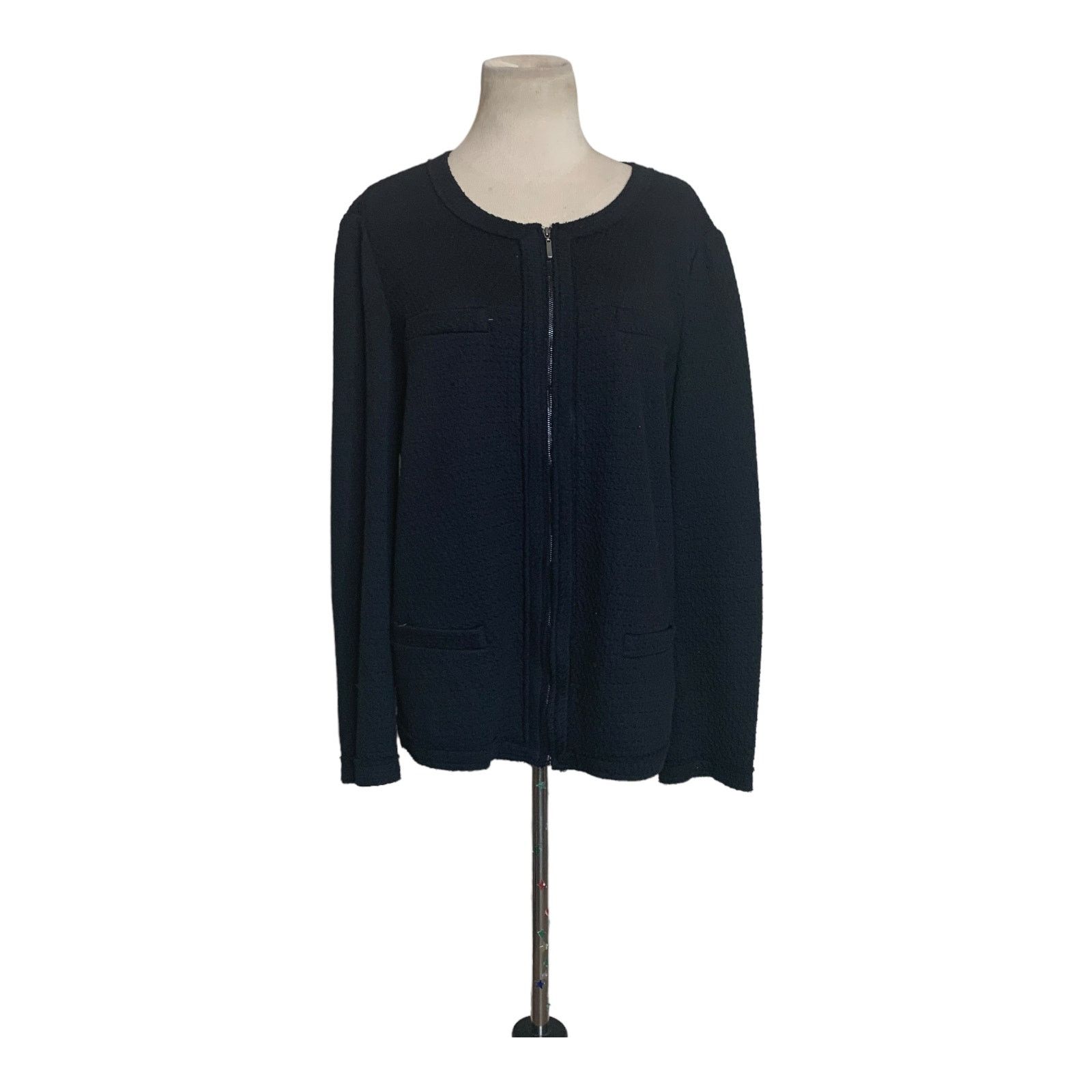 Alfani Alfani black long sleeves zippered knit jacket size 1X Size XL / US 12-14 / IT 48-50 - 6 Thumbnail