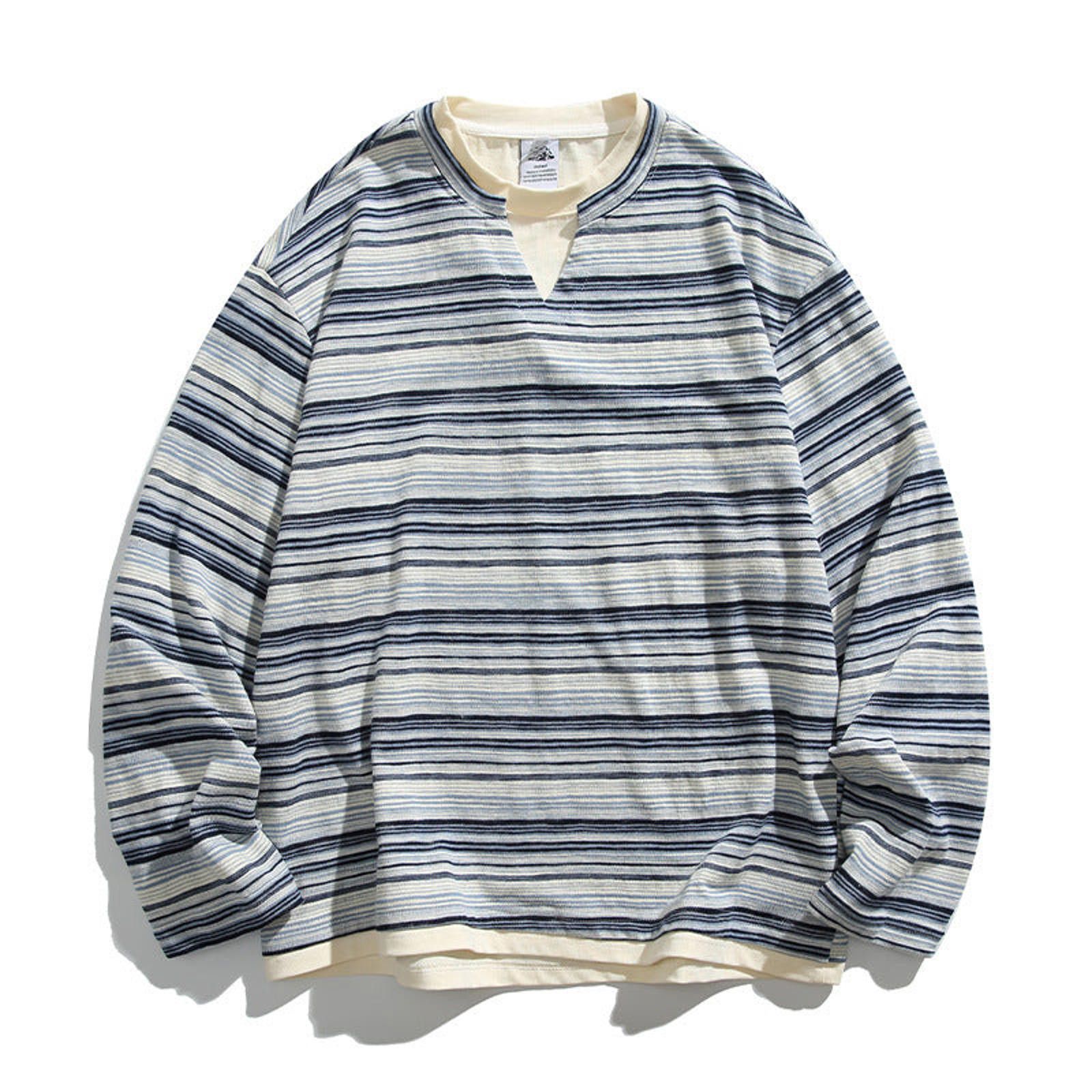 Other Stripe Fake Two-Piece V-Neck Sweatshirt | Retro Size US M / EU 48-50 / 2 - 4 Thumbnail
