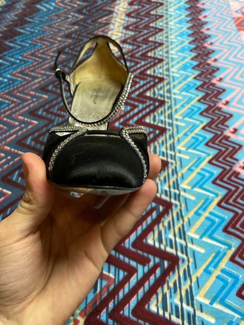 Dolce & Gabbana D&G Velvet Crystal Slingback Heels Vintage shoes chic Size US 7 / IT 37 - 12 Thumbnail