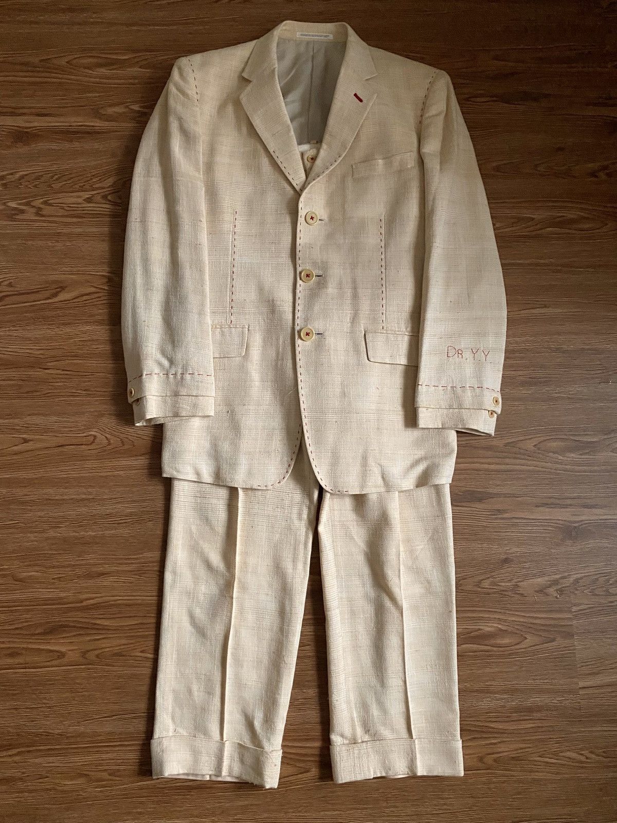 Yohji Yamamoto Yohji Yamamoto Pour Homme DR.YY Hand Stitch Suit SS09 Look10 Size 46S - 2 Thumbnail