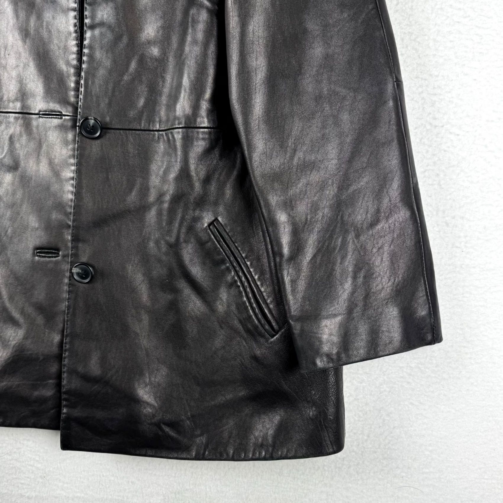 Preston & York VINTAGE Preston & York Women’s Coat Leather Over Black Medium Overcoat Wool? No, Leather. Size M / US 6-8 / IT 42-44 - 3 Thumbnail