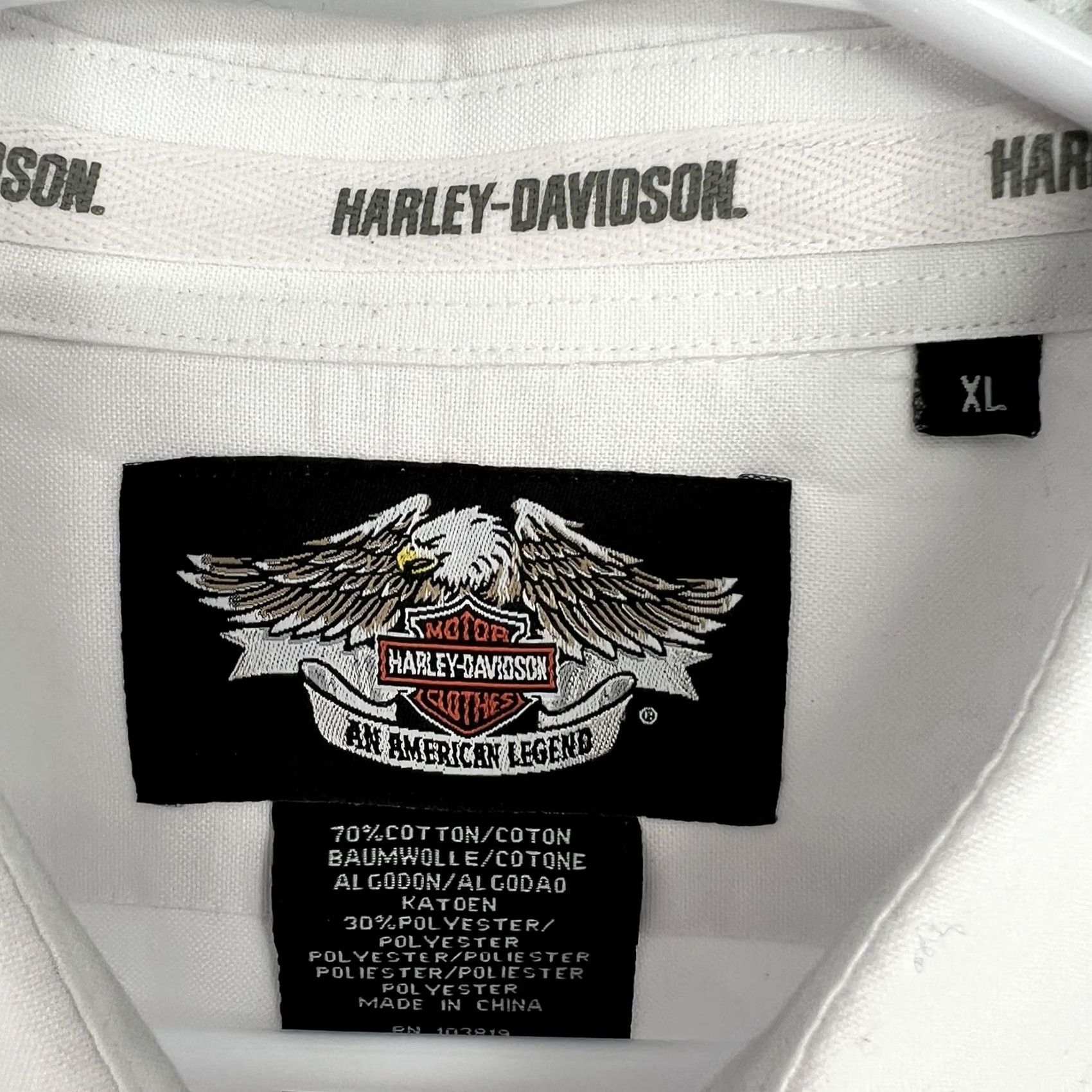Harley Davidson VINTAGE Harley-Davidson Shirt Mens XL White Oxford Button-Up Embroidered Modern Classics Size US XL / EU 56 / 4 - 2 Thumbnail
