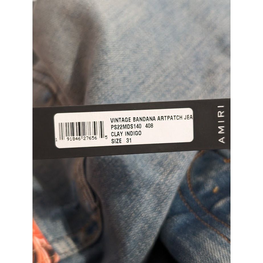 Amiri o1rshd1 Vintage Bandana Artpatch Jeans in Clay Indigo Size US 31 - 22 Thumbnail