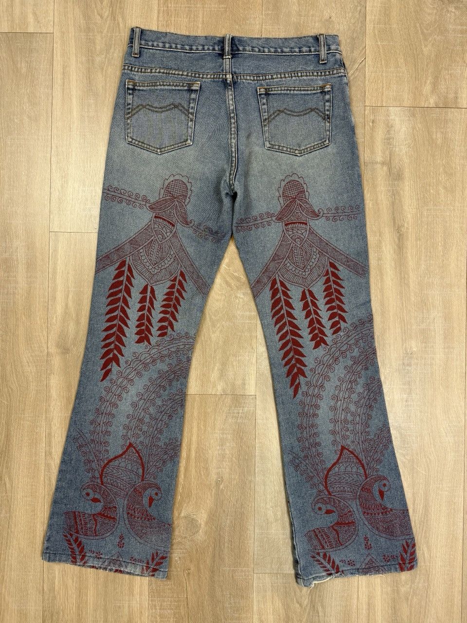 Vintage Yes Or No Extreme Fit Denim Red Henna Print All Round Size 32" / US 10 / IT 46 - 6 Thumbnail
