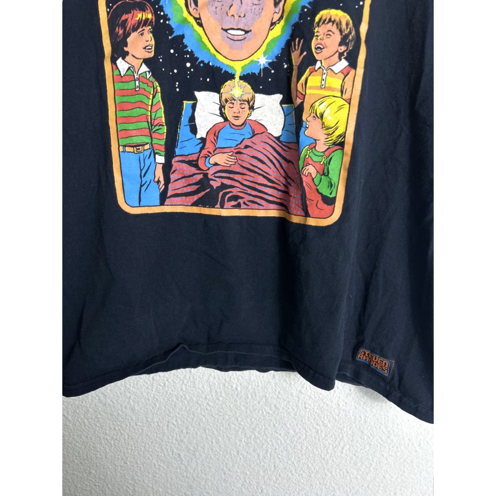 RHODE VINTAGE Steven Rhodes Shirt Womens Large Black How To Exit Your Body Short Sleeves Size L / US 10 / IT 46 - 6 Thumbnail