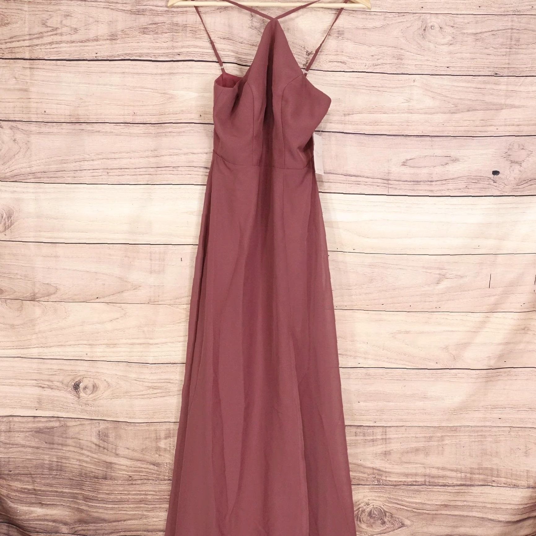 Birdy Grey Dress Womens XS Rosewood Chiffon Bridesmaid Maxi Formal Gown