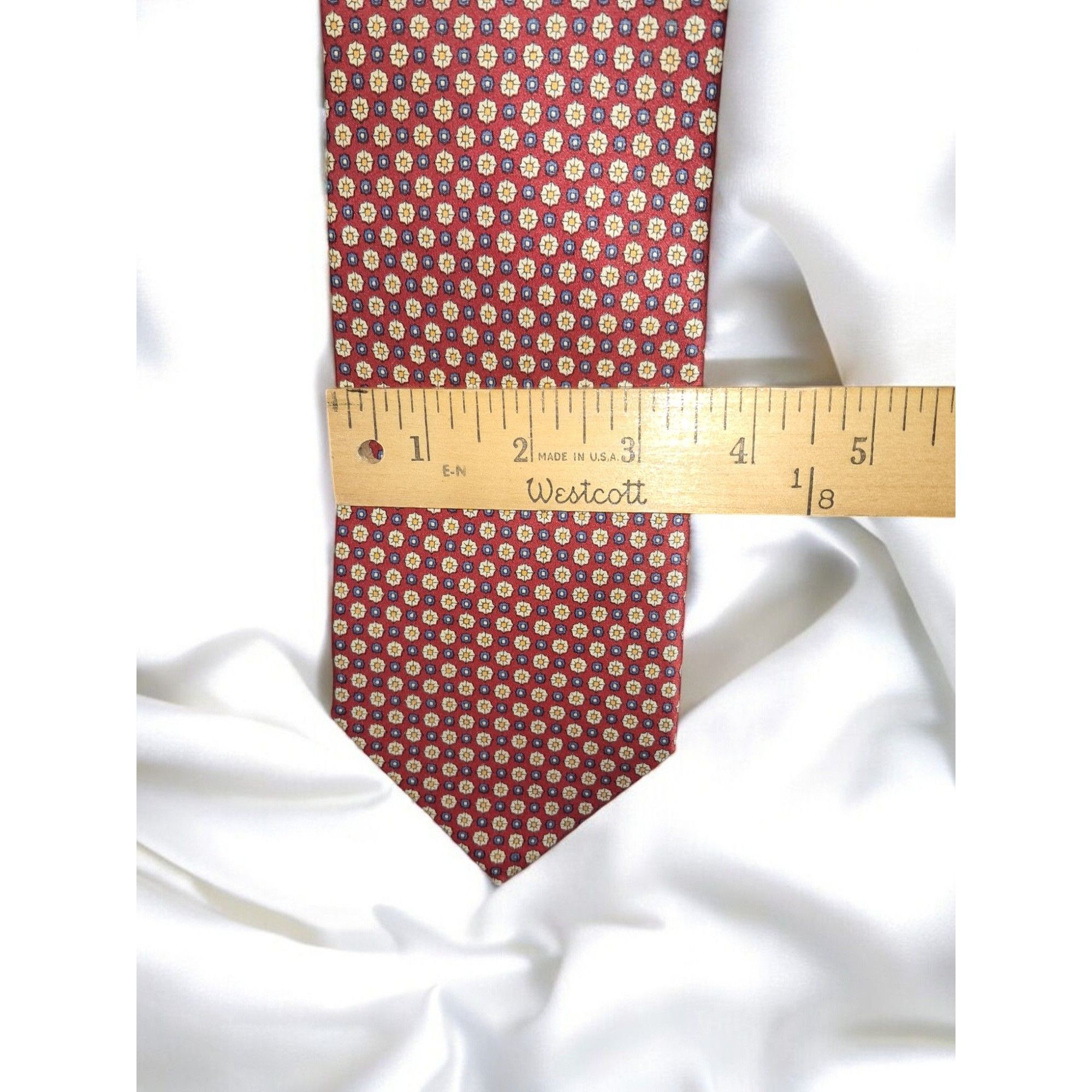 Other St. Loren 100% Silk Tie – Italian-Made Red Geometric Necktie Size ONE SIZE - 8 Thumbnail