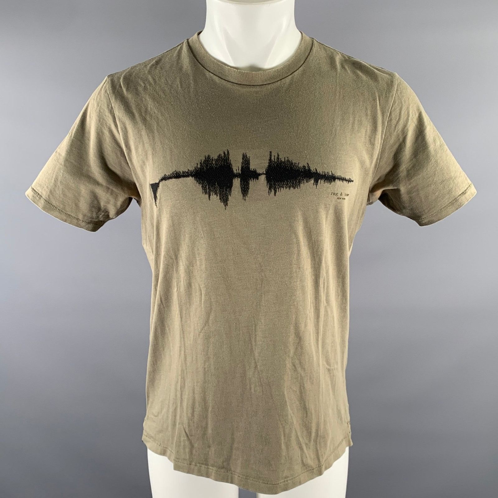 Rag & Bone RAG & BONE L Green Black Embroidery Cotton Crew-Neck T-shirt Size US L / EU 52-54 / 3 - 1 Thumbnail