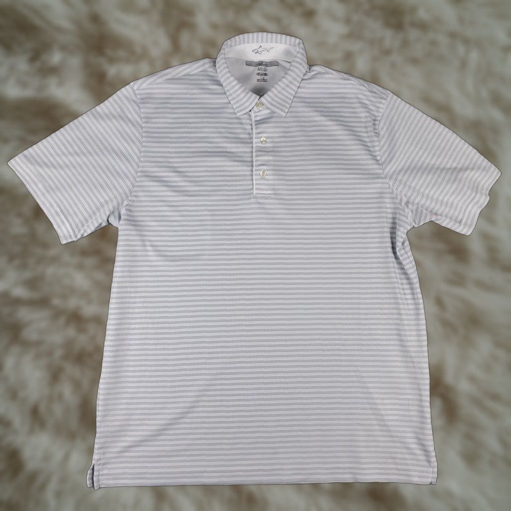 Vintage Greg Norman Polo Shirt Size Large Mens Gray Striped Golf Casual Short Sleeve Size US L / EU 52-54 / 3 - 1 Thumbnail