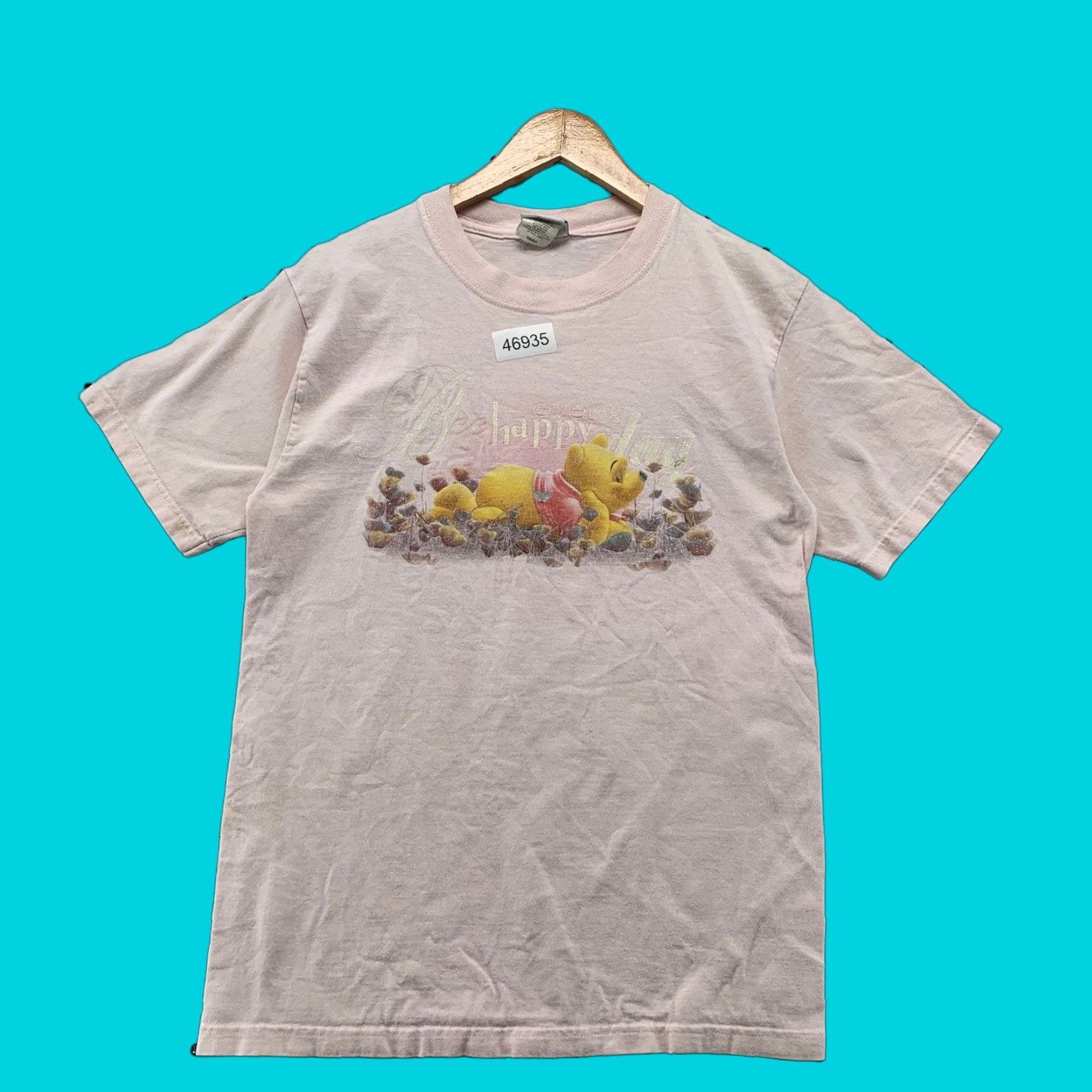 Disney VINTAGE Disney Winnie Pooh T Shirt Womens Small Pink Be Happy Everyday Cute Size S / US 4 / IT 40 - 1 Thumbnail