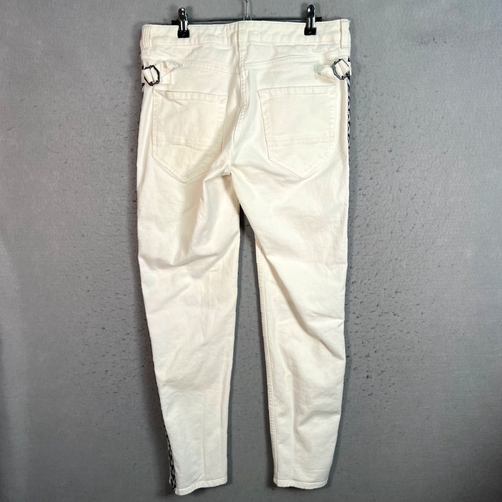 Isabel Marant Isabel Marant x H&M Womens Jeans 8 White with Black Chevron Side Stripes Skinny High Rise Denim Cotton 30 Inseam 31 Waist Women 8 Size 30" / US 8 / IT 44 - 2 Thumbnail
