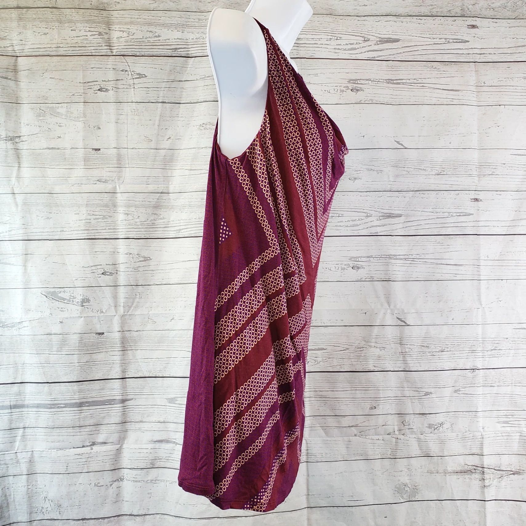 Vintage CAbi 3084 Womens Tank Top Printed Draped Sleeveless Casual Red Rayon S Small Maroon Purple Size S / US 4 / IT 40 - 3 Thumbnail