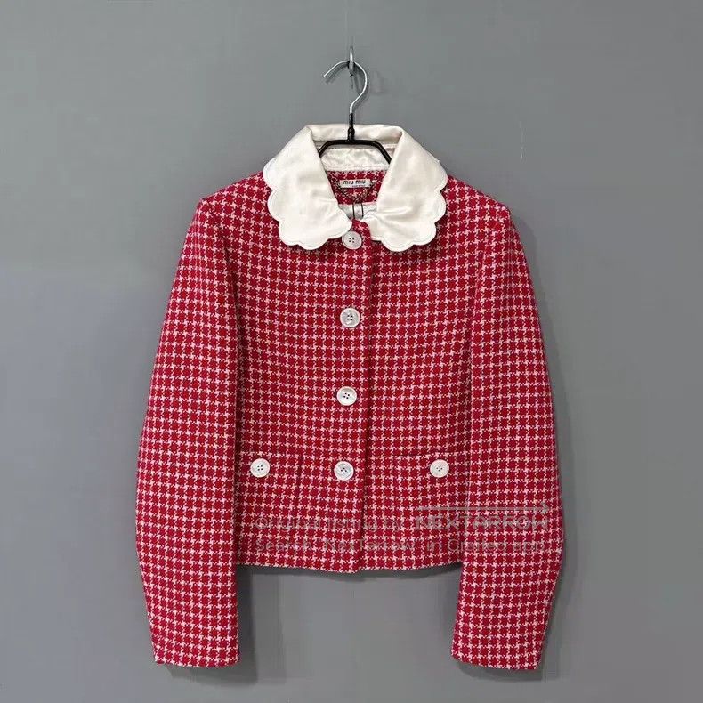 Miu Miu Miu Miu 38 Red houndstooth doll collar dress suit Size M / US 6-8 / IT 42-44 - 1 Thumbnail