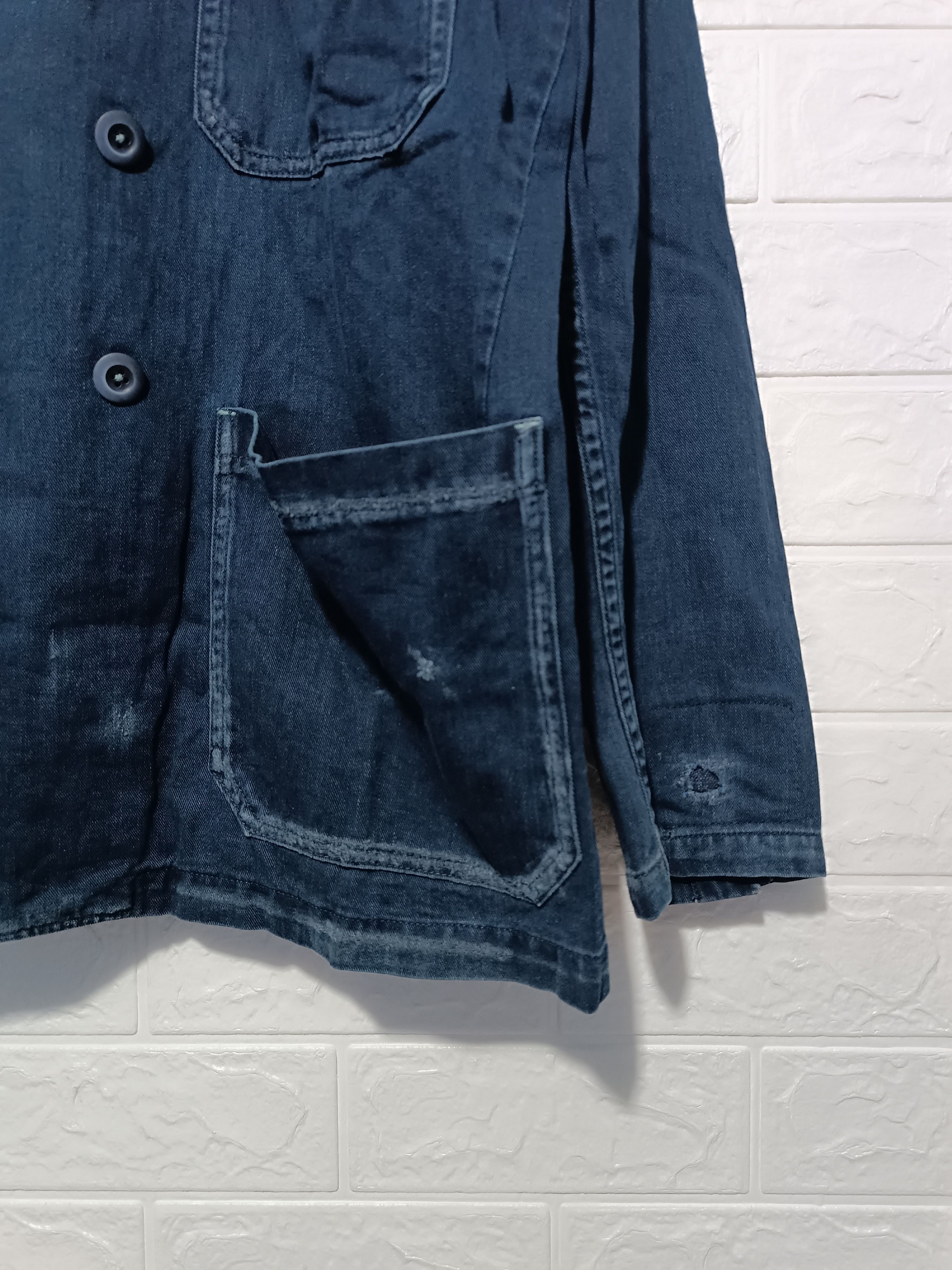 45rpm 45rpm Double Breasted Distressed Indigo Dyed Cotton Size US L / EU 52-54 / 3 - 8 Thumbnail
