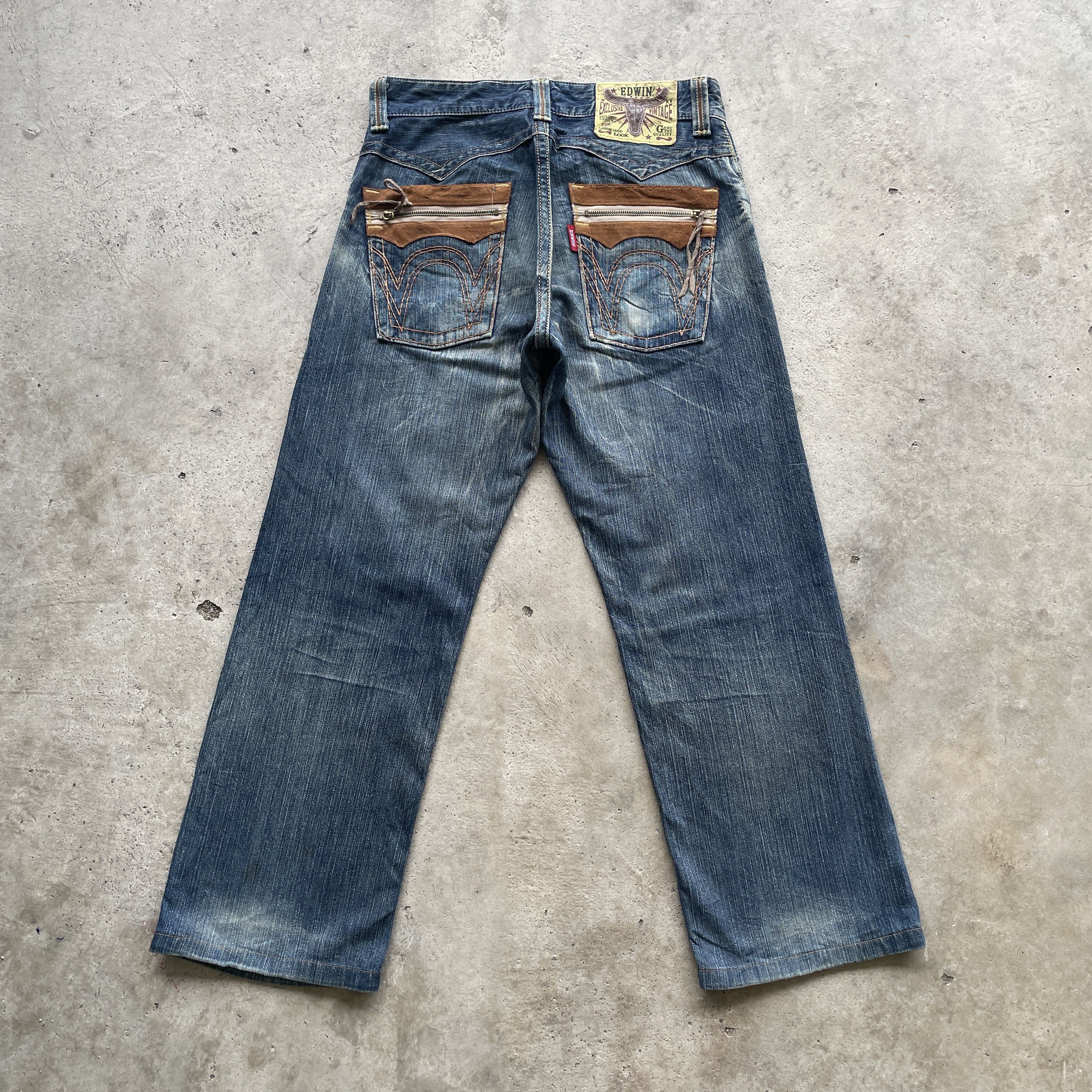 Edwin W32 Vintage Edwin Distressed Jeans Faded Rusty Denim Pants Size US 32 / EU 48 - 2 Thumbnail