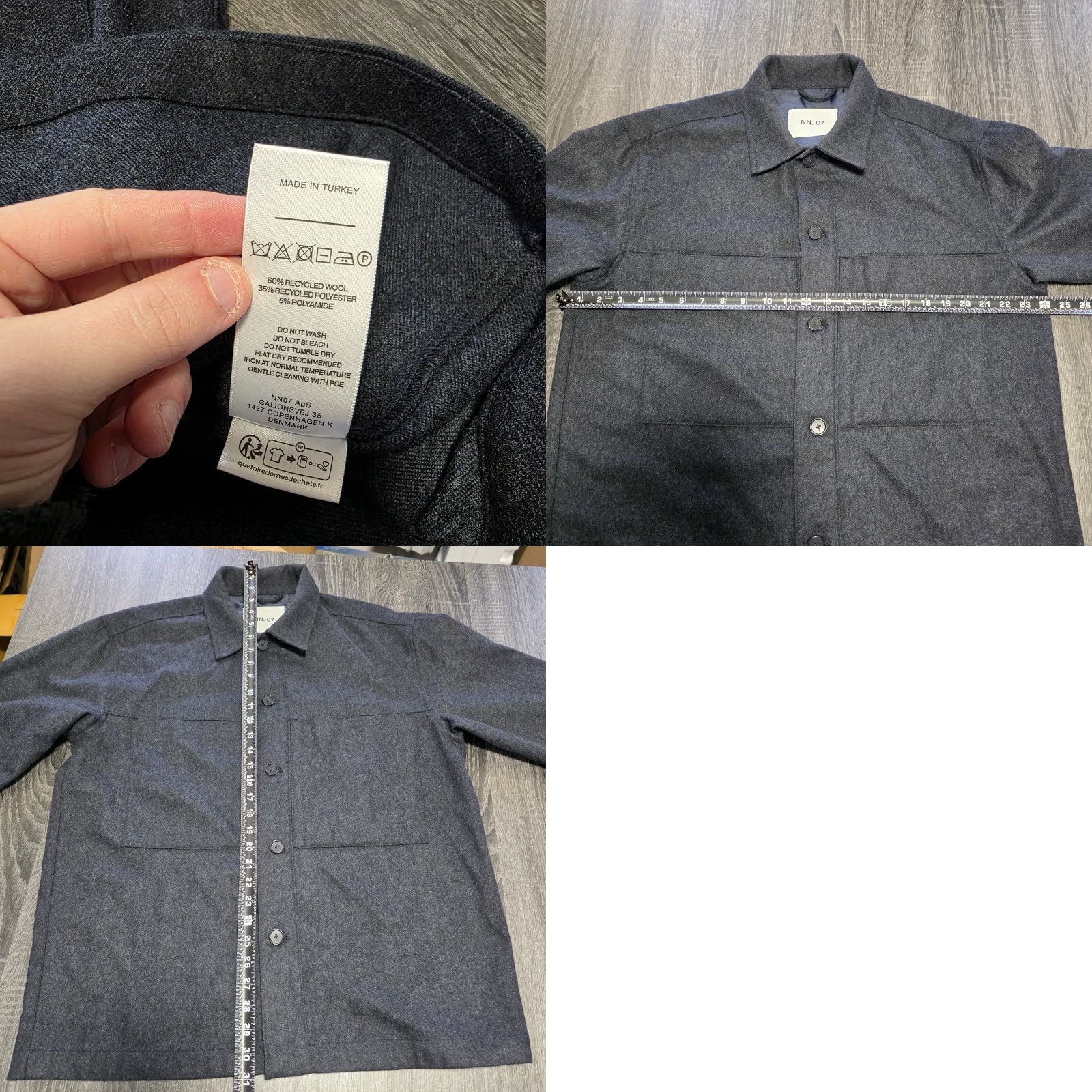 NN07 NN07 Isak Shacket Mens XL Gray Recycled Wool Jacket Button Shirt Pockets Size US XL / EU 56 / 4 - 8 Thumbnail