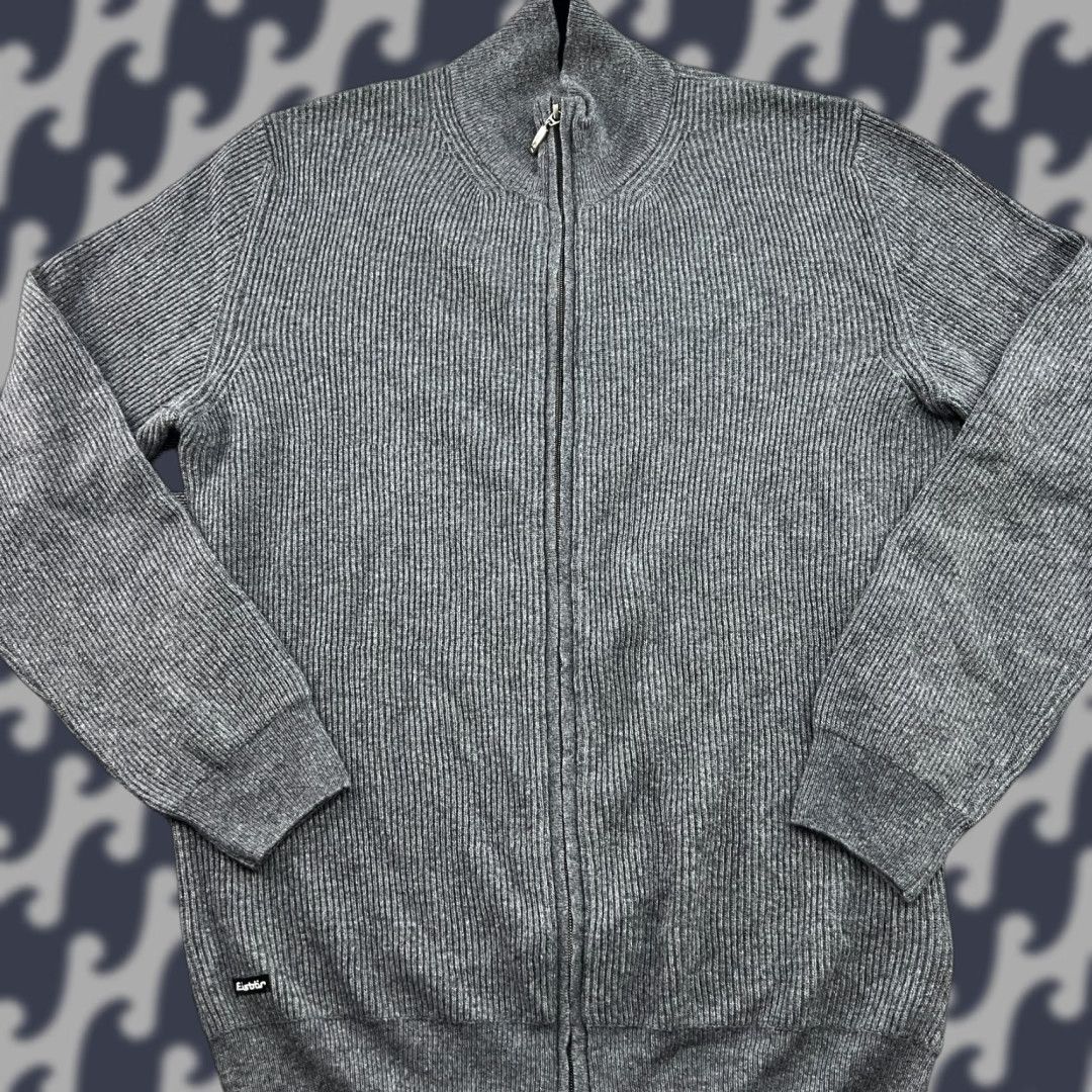 Vintage Eisbar Sweater Mens Size 50 Gray Full Zip Wool Cashmere Viscose Knit Pullover Long Sleeve Turtleneck Regular Fit Mens Size US L / EU 52-54 / 3 - 1 Thumbnail