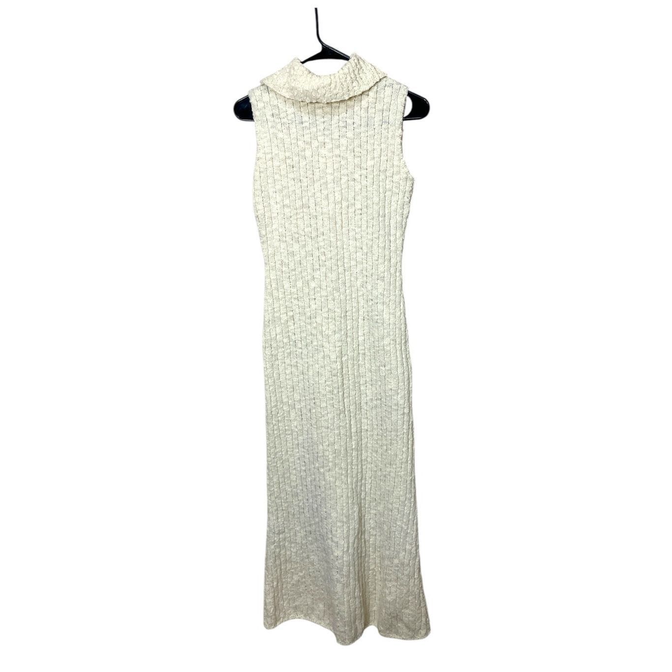 Other Vintage Jane Cream Sleeveless Turtleneck Maxi Sweater Dress Size M / US 6-8 / IT 42-44 - 1 Thumbnail