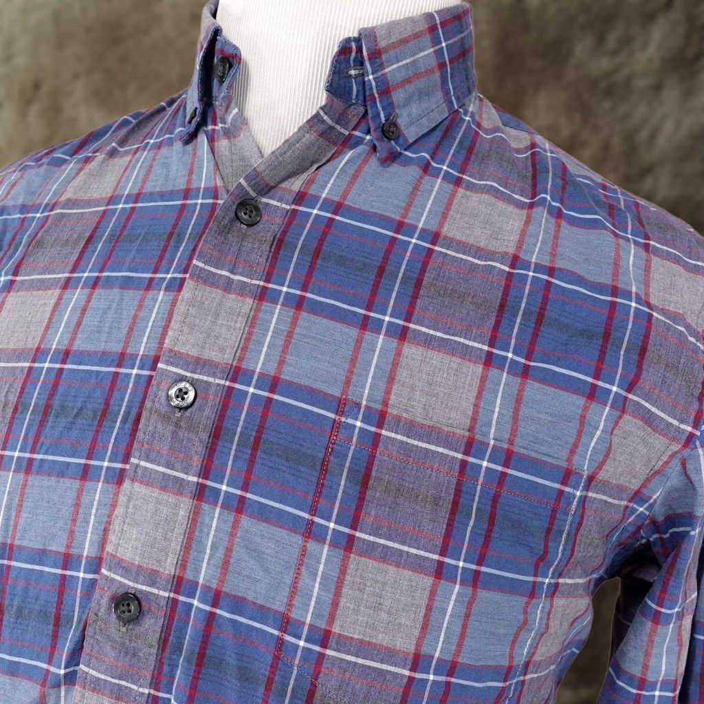 J.Crew J.CREW Shirt Mens Medium Blue Gray Plaid Button-Down Tailored Cotton Size US M / EU 48-50 / 2 - 1 Thumbnail