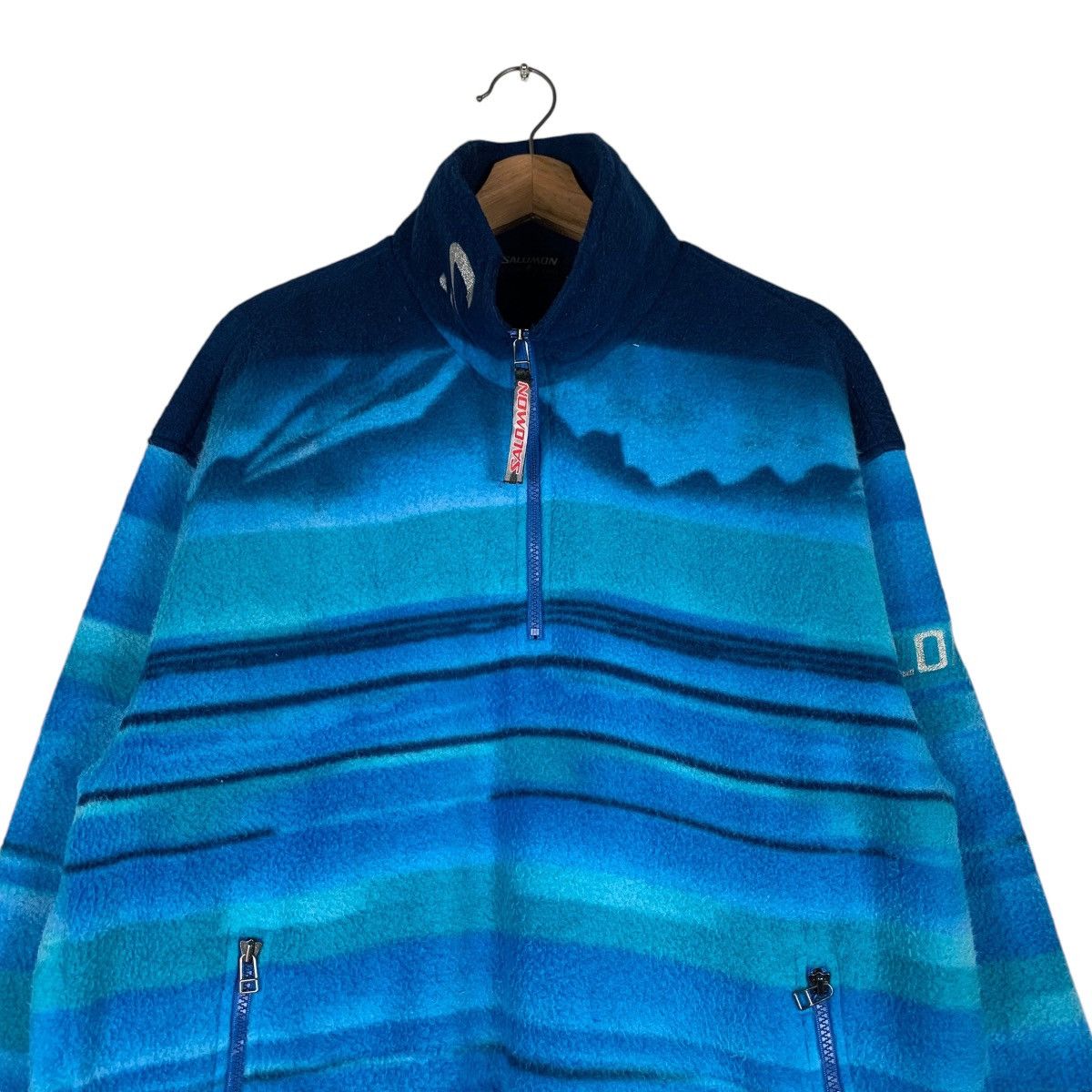SALOMON Half Zip Pullover Blue Fleece #1360-C61