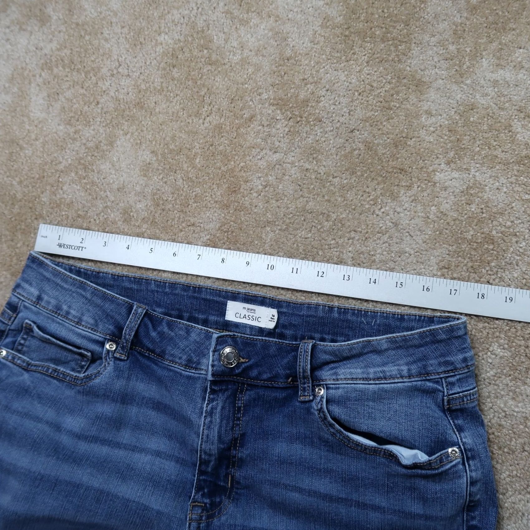 Vintage Maurices Jeans Classic Mid Rise Flare Leg Denim Blue 16 Women Adults 29in 5-Pocket Stretch Size 38" / US 16 / IT 52 - 7 Thumbnail