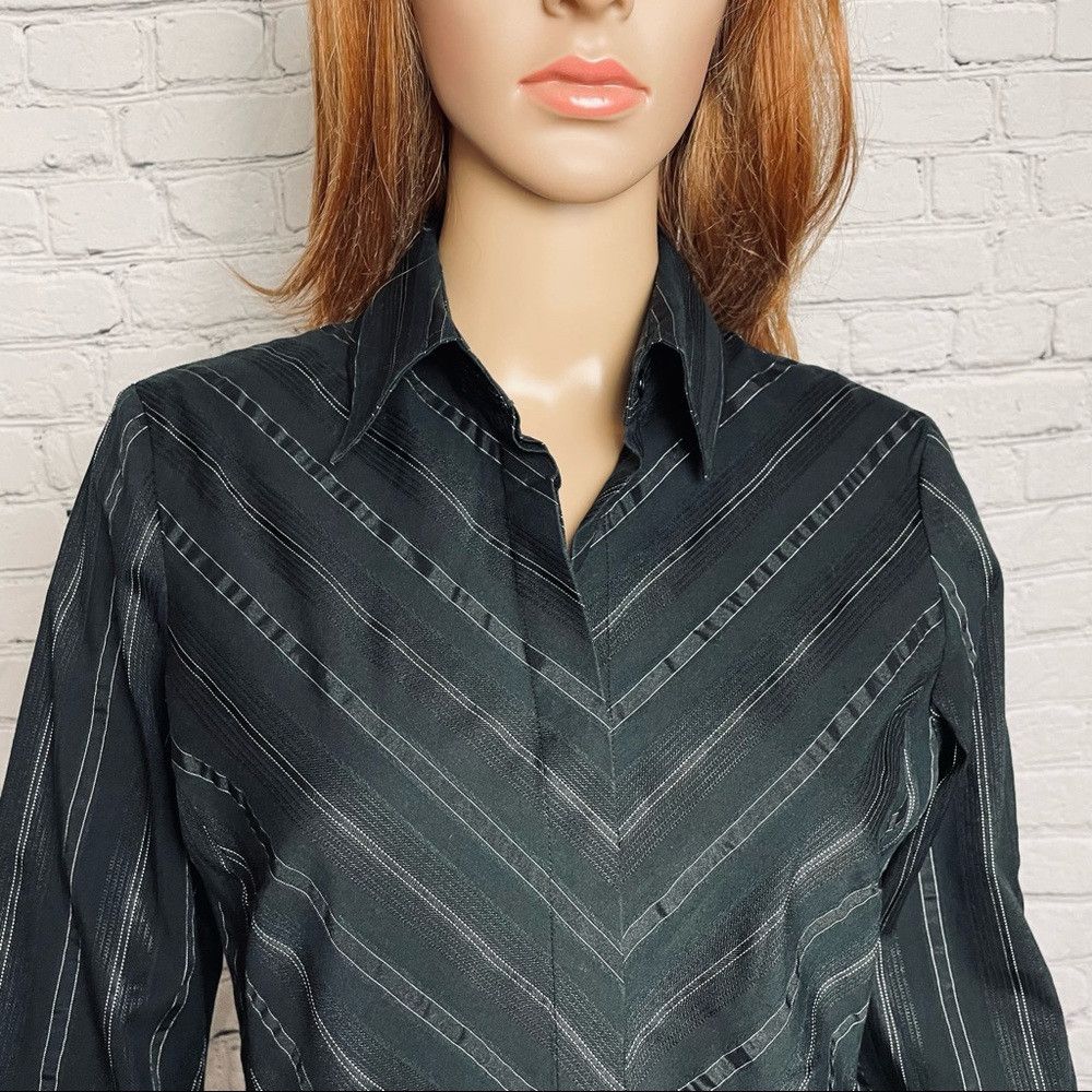 Worthington Worthington Stretch Black Stripes Blouse Shirt Size 8 Size M / US 6-8 / IT 42-44 - 3 Thumbnail