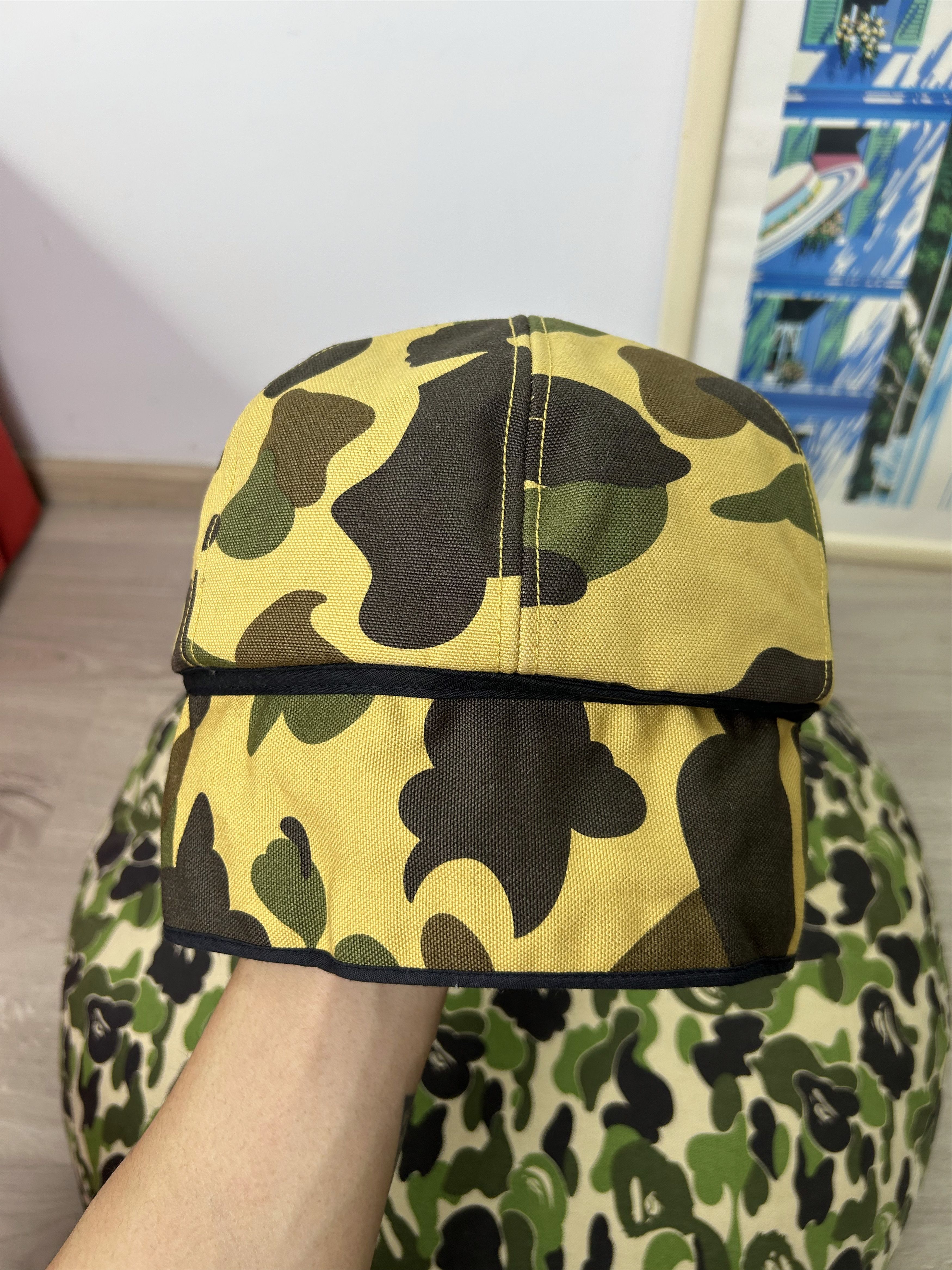 Bape BAPE x CARHARTT 1st Camo Canvas Earflap Hat (Yellow)[Size M] Size ONE SIZE - 6 Thumbnail