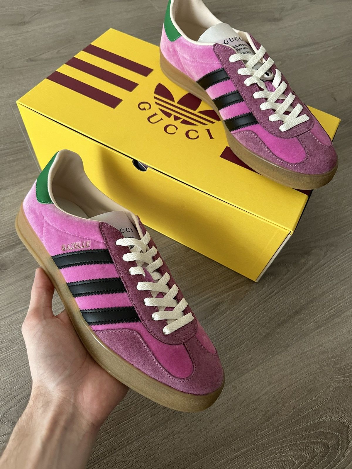 Gucci Shoes Adidas Gucci Rosa Adidas X Gucci Gazelle Pink Velvet EU 42