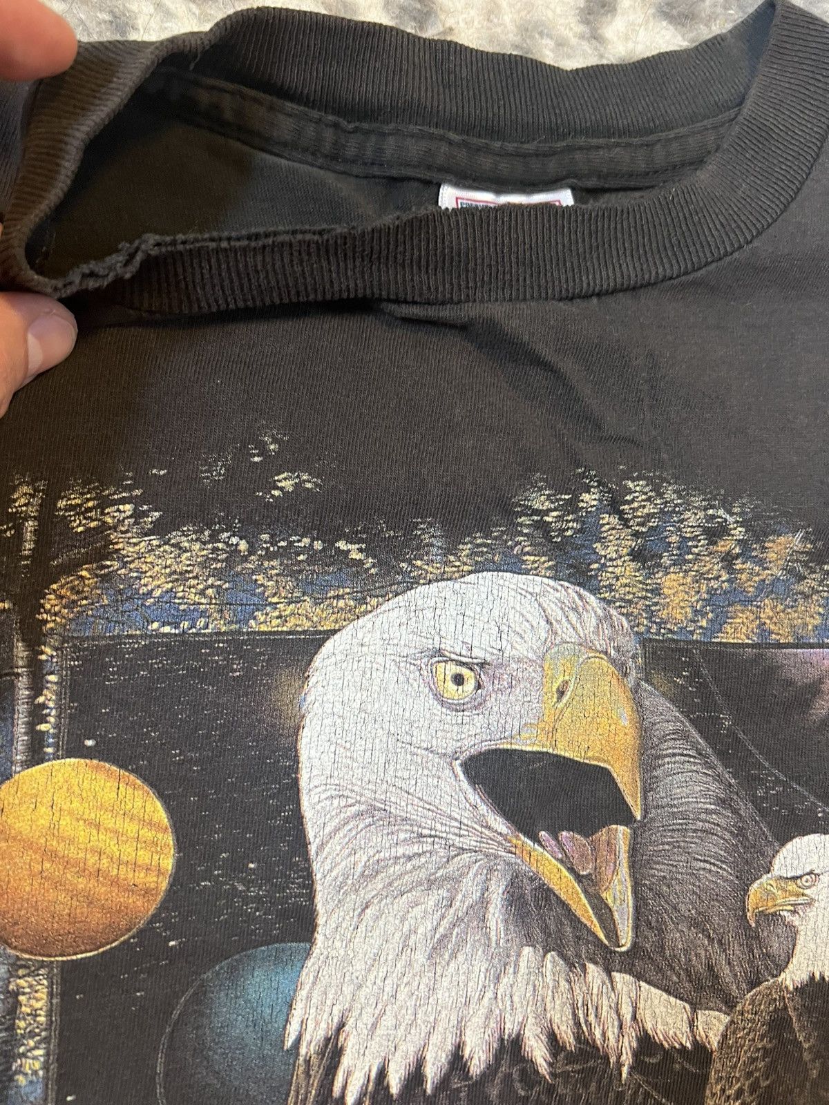 Vintage THRASHED Vintage Eagle Butterfly American shirt - black - L Size US L / EU 52-54 / 3 - 5 Thumbnail