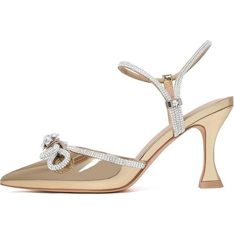 Other Susanny Women's Size 9 Gold Rhinestone Closed Toe Heels Size US 9 / IT 39 - 2 Thumbnail