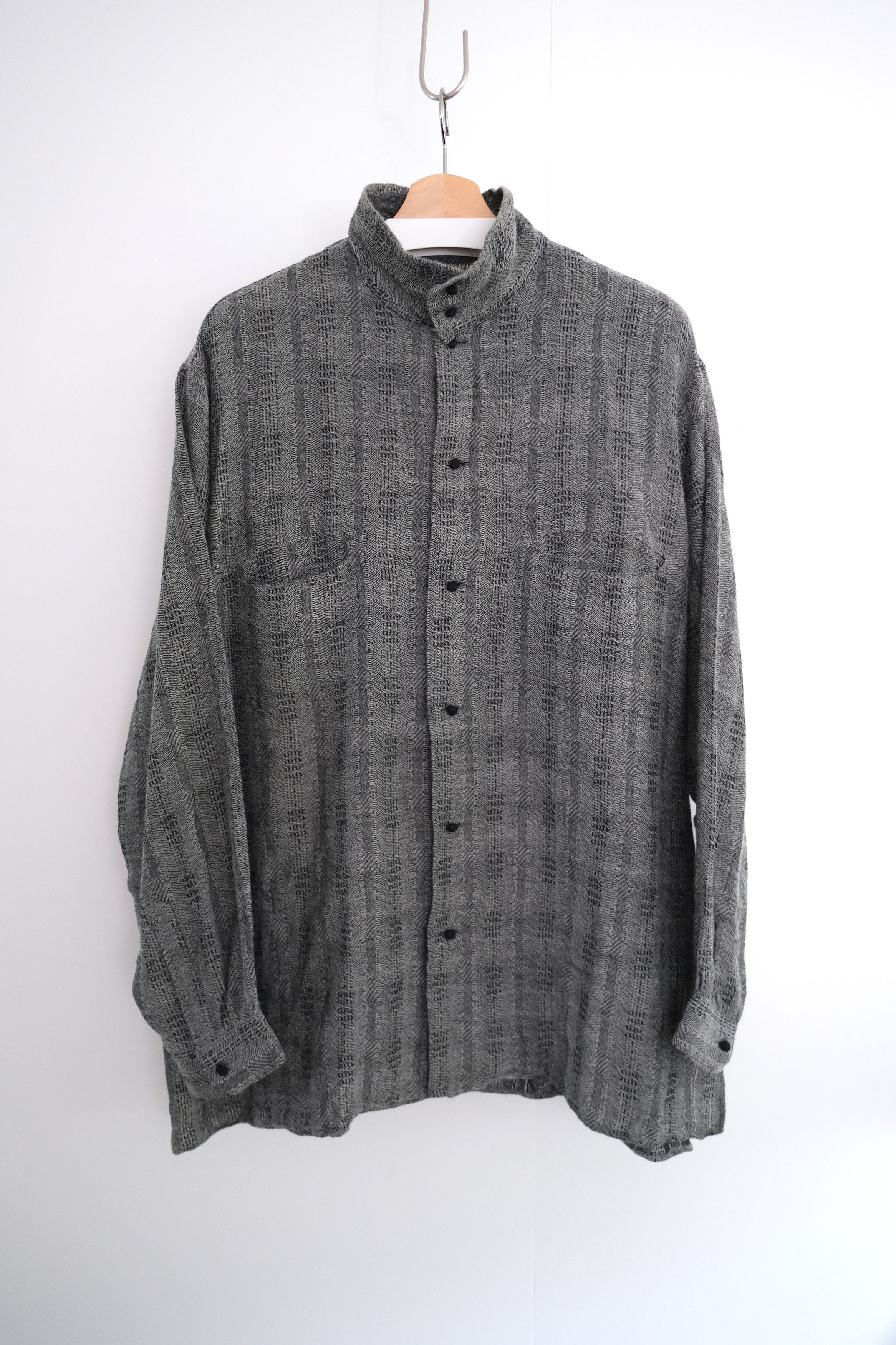 Yohji Yamamoto *RARE* Yohji Yamato Jacquard Stand Collar Shirt Size US L / EU 52-54 / 3 - 1 Thumbnail