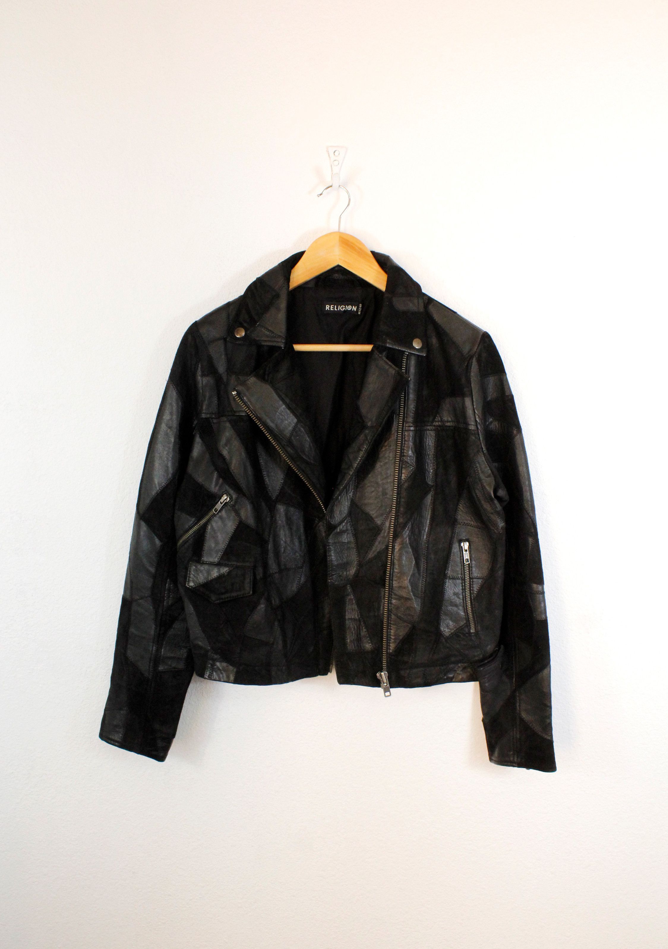 Leather Womens Religion Leather Suede Patchwork Biker Jacket M size Size M / US 6-8 / IT 42-44 - 14 Thumbnail