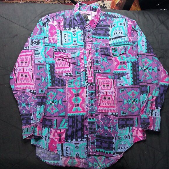 Vintage Vintage Frontier Series Abstract Geometric Button Shirt Size US XXL / EU 58 / 5 - 2 Thumbnail