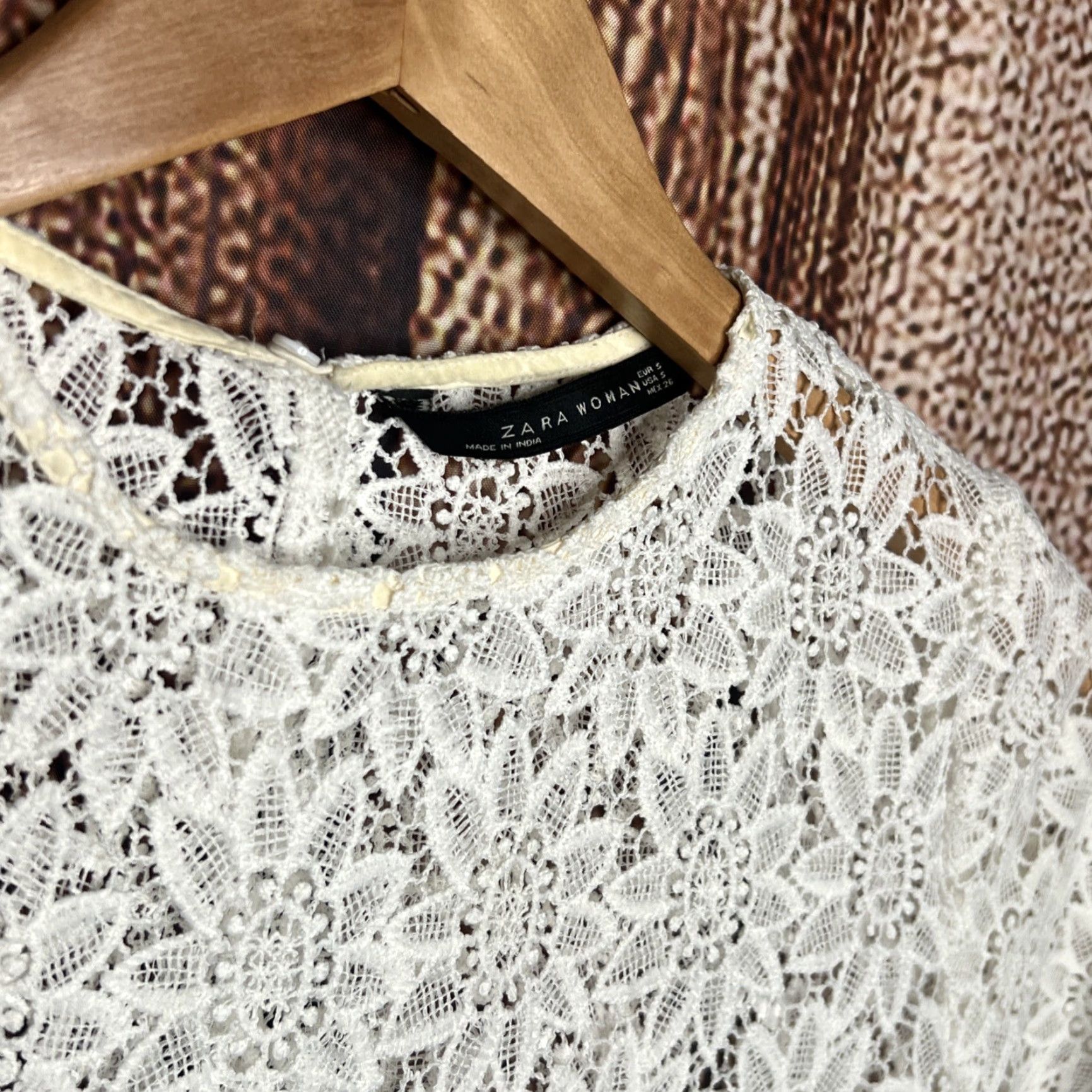 Zara Zara Women’s Floral Lace Blouse Small White Size S / US 4 / IT 40 - 2 Thumbnail