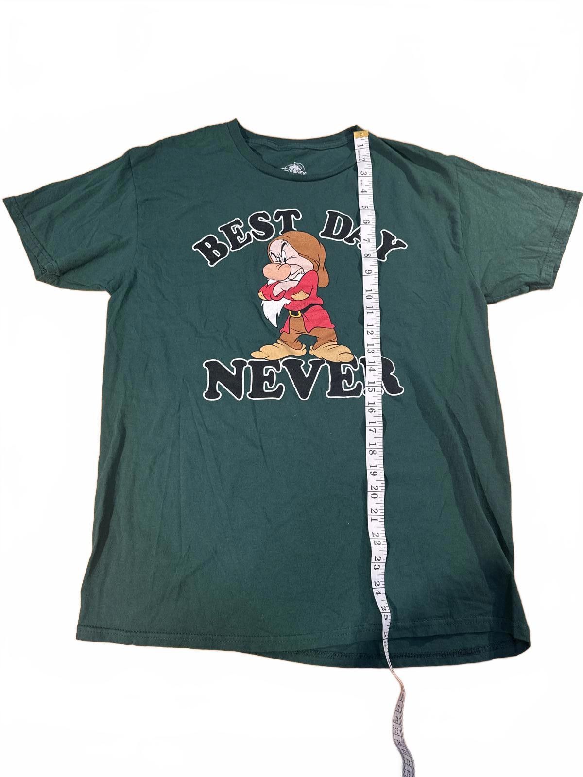 Disney Men's Medium "Best Day Never" Grumpy Dwarf Green Disney Tee Size ONE SIZE - 4 Thumbnail