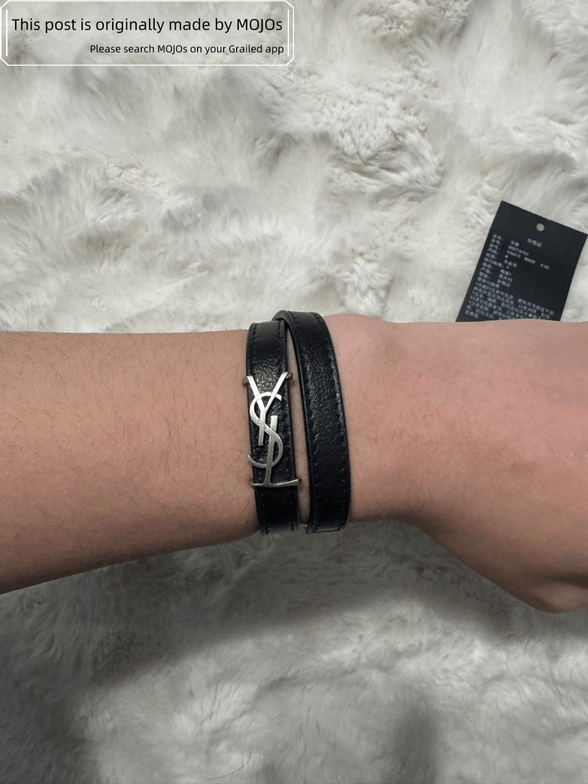 Saint Laurent Paris Saint Laurent Paris Leather Joint Silver Logo Bracelet Size ONE SIZE - 4 Thumbnail