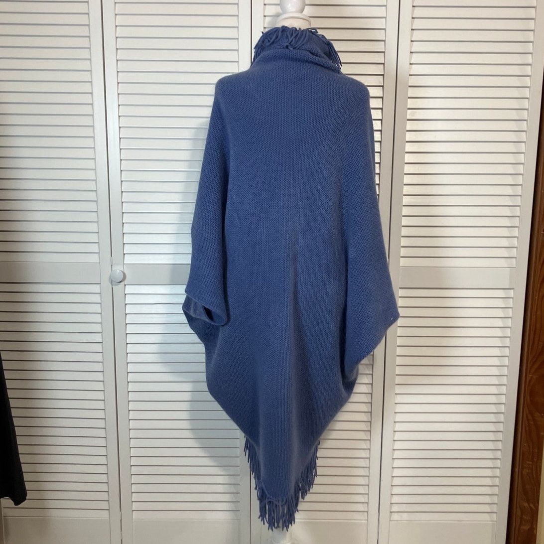 Other Periwinkle Blue Boho Long Fringe Wrap Poncho Women One Size Size ONE SIZE - 4 Thumbnail