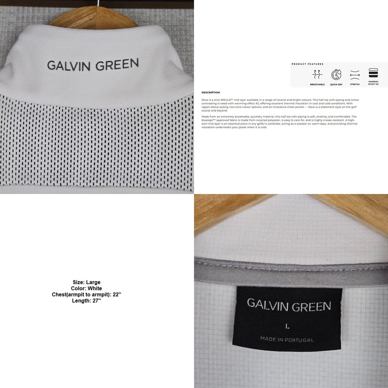 Galvin Green VINTAGE Galvin Green x Sunset Ridge CC 1/2 Zip Pullover Thermal Lined Mid Layer Golf Jacket Mens Large White Size US L / EU 52-54 / 3 - 8 Thumbnail