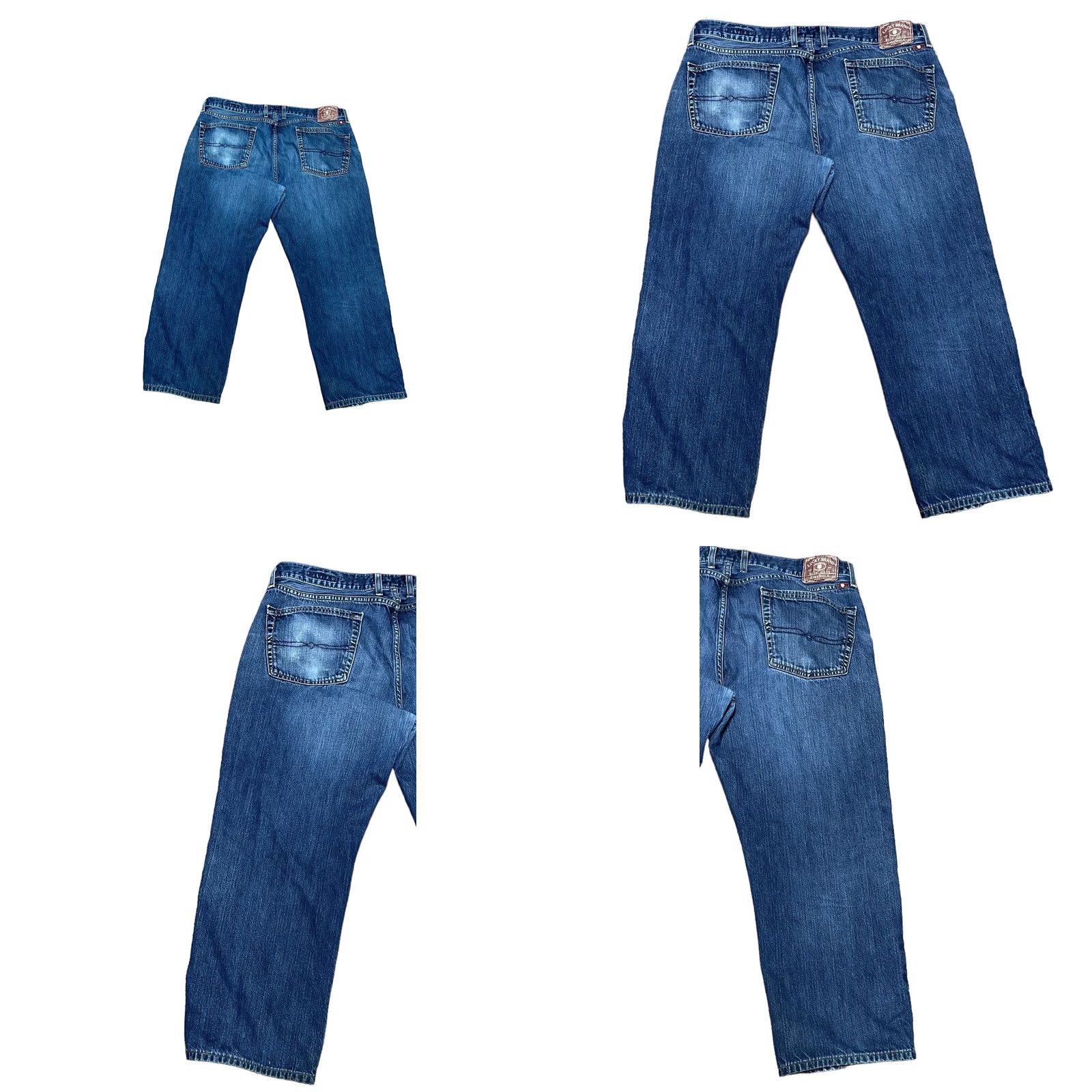 Lucky Brand VINTAGE Lucky Brand Jeans Mens Blue Denim Straight Leg 38x32 5-Pocket Belt Loops Regular Fit Stained Denim Pants Size US 38 / EU 54 - 9 Thumbnail