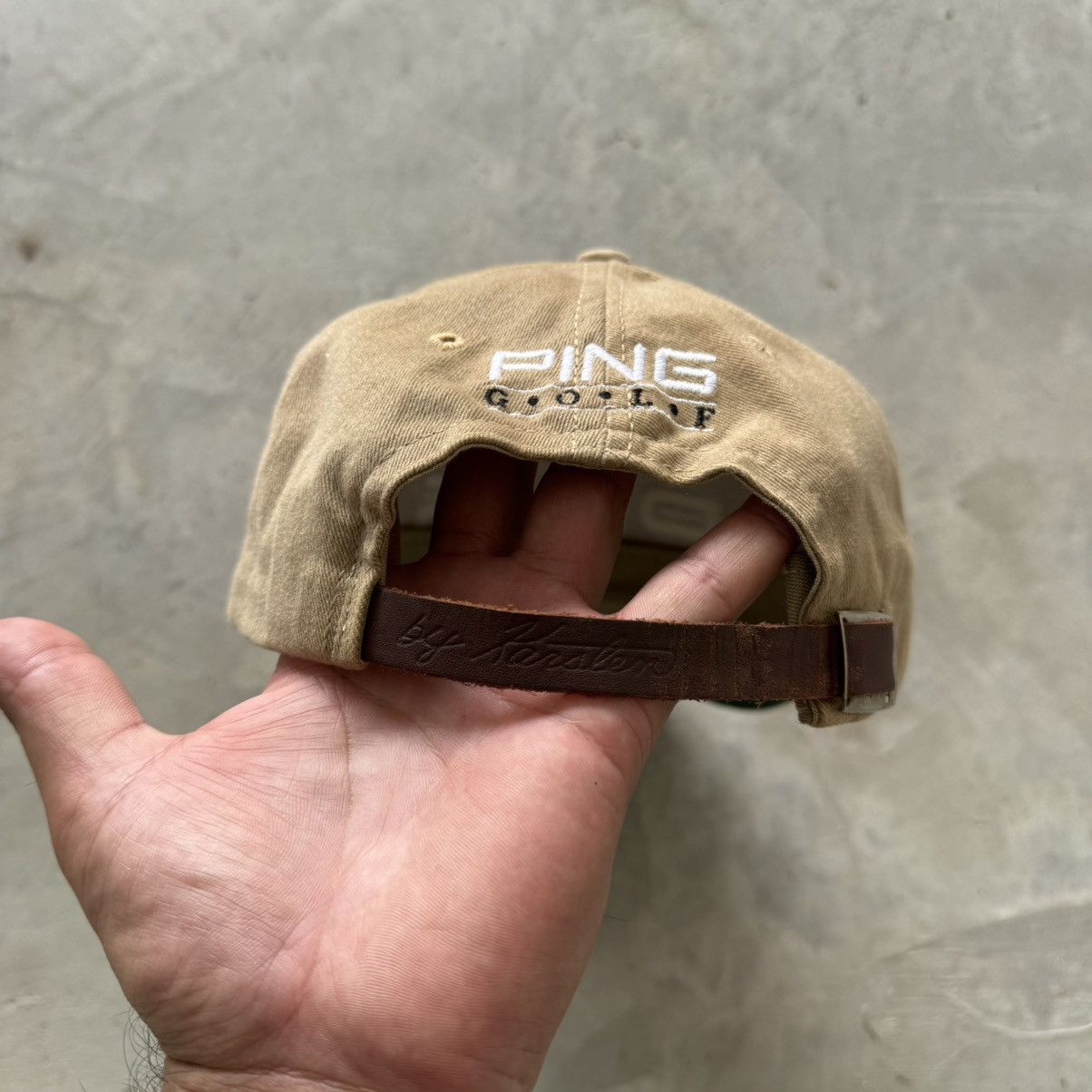 PING Vintage 90s Ping golf tan strap back hat Size ONE SIZE - 3 Thumbnail