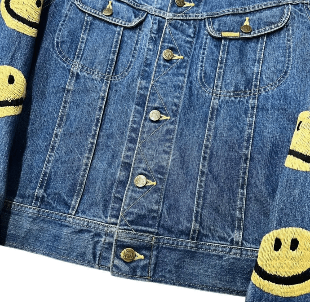 Kapital 14oz Denim Westerner LONG Washed Smiley Logo Denim Jacket Size US M / EU 48-50 / 2 - 5 Thumbnail