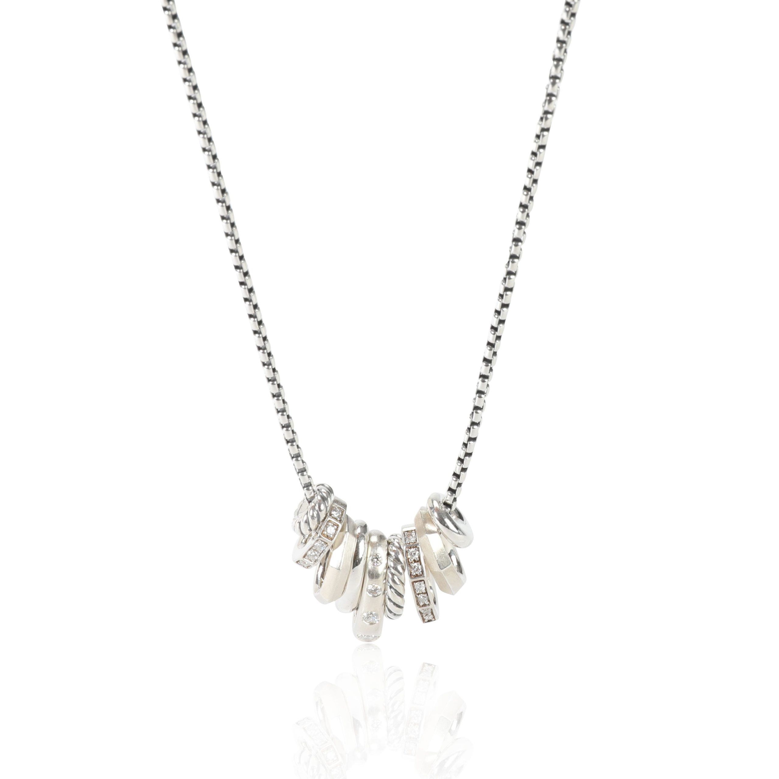 image of David Yurman Stax Diamond Fashion Pendant In Sterling Silver 0.14 Ctw, Women's