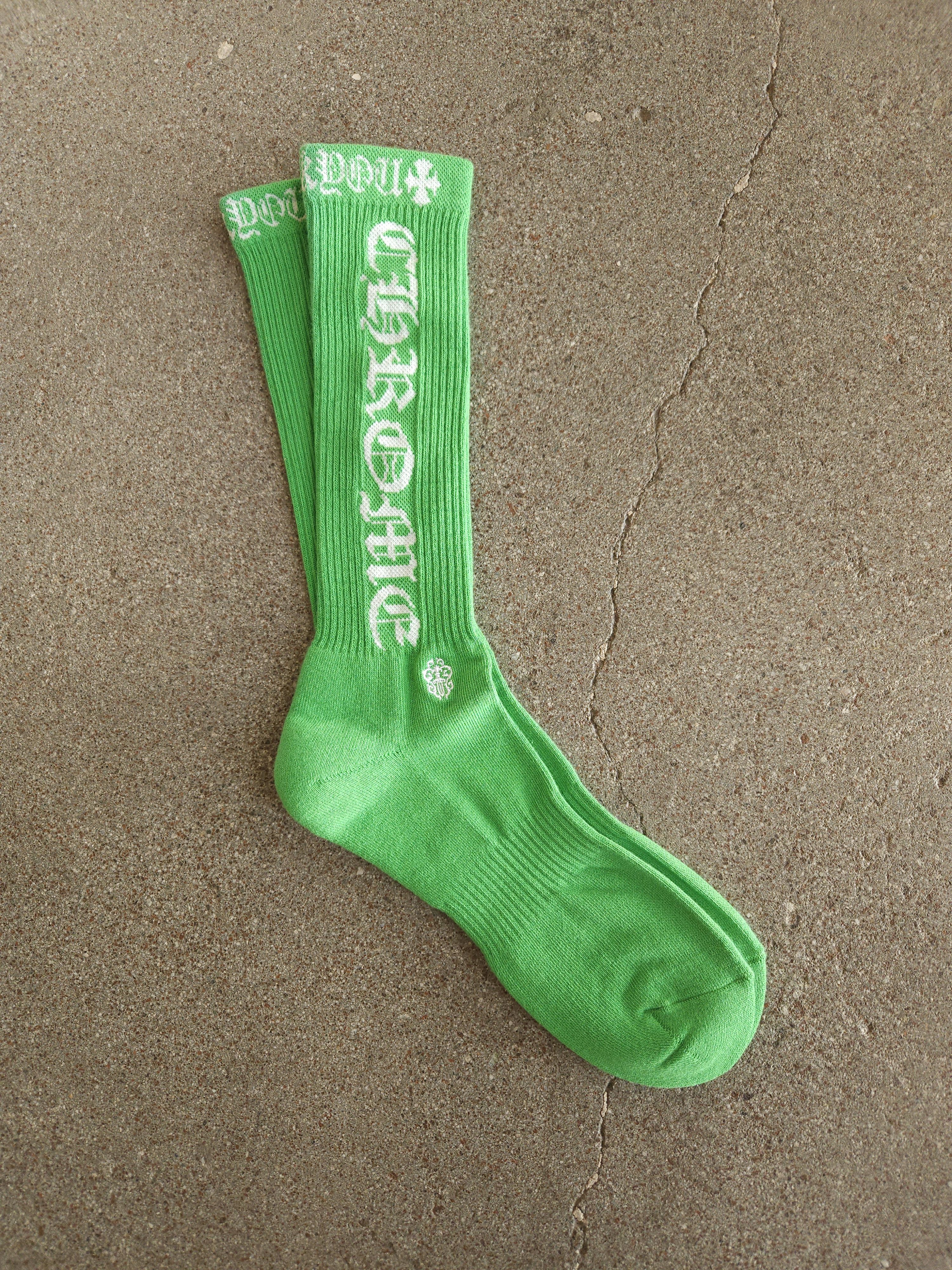 image of Chrome Hearts Logo Color Socks Shoes in Green, Men's (Size 9.5)