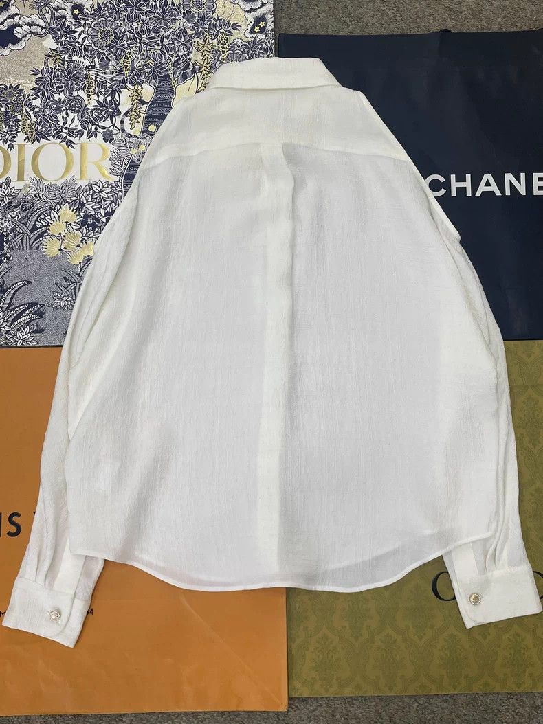 Chanel Chanel 26C early spring vacation white silk jacquard off-s Size XS / US 0-2 / IT 36-38 - 3 Thumbnail