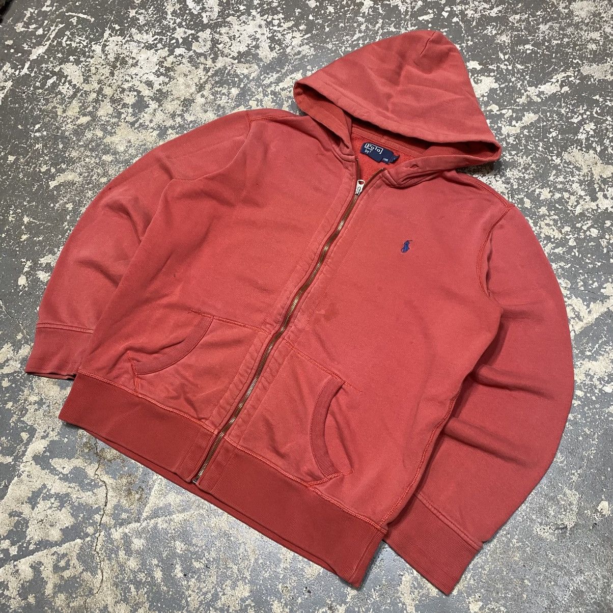 Polo Ralph Lauren × Vintage Vintage Polo Ralph Lauren Pink Salmon Zip Up Hoodie Sweatsh Size US XL / EU 56 / 4 - 2 Thumbnail