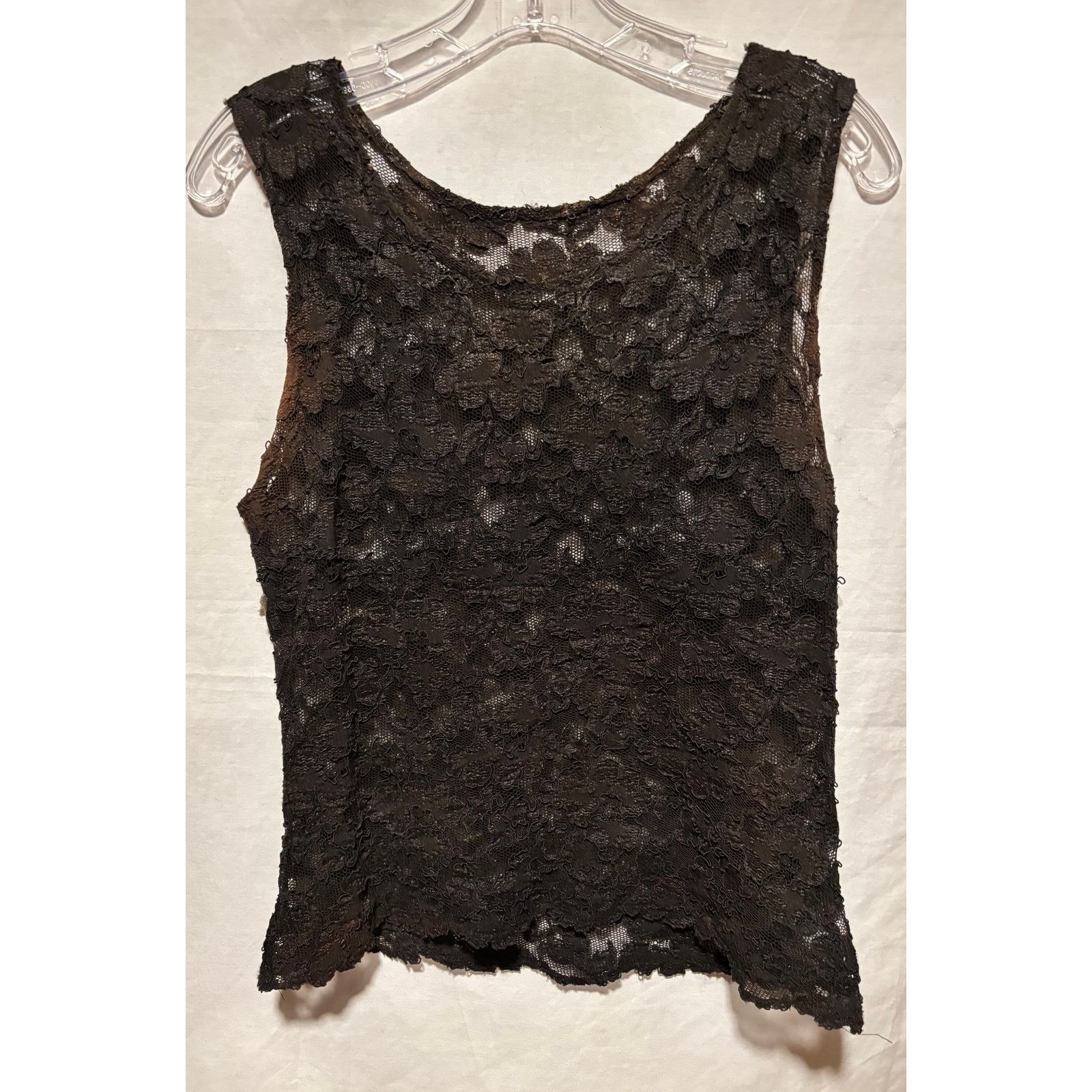 Vintage Lew Magram Vintage Blk Stretch Lace Top Cami Scallop Bottom Size M / US 6-8 / IT 42-44 - 3 Thumbnail